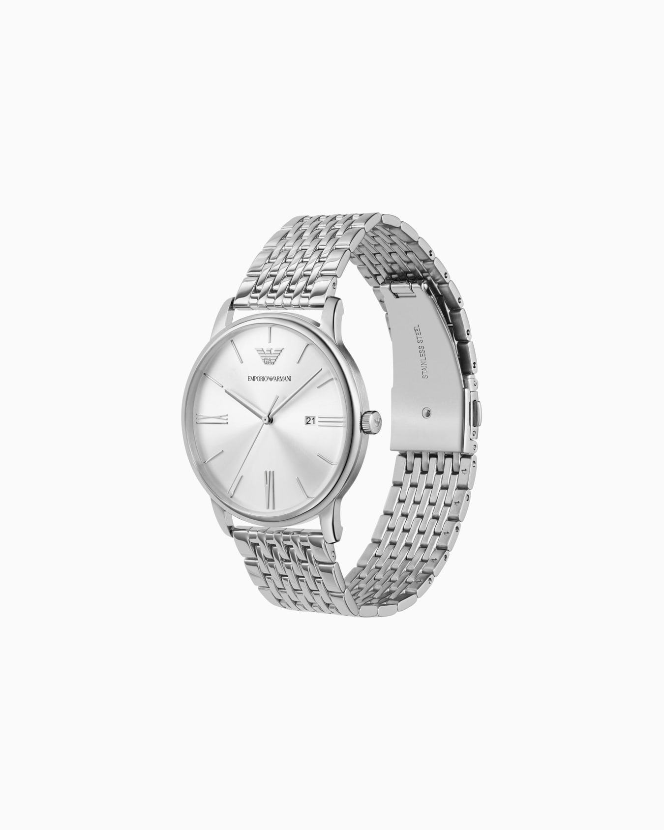 Three-Hand Date Stainless Steel Watch Slide 1