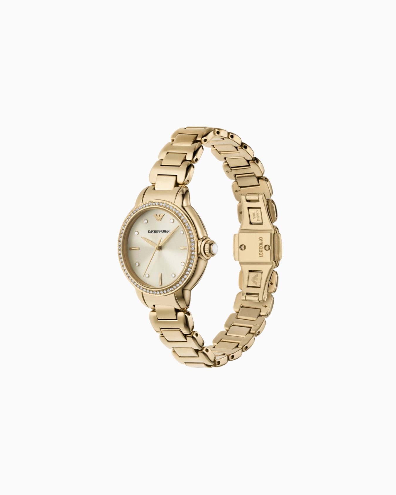 Reloj de tres manecillas en acero inoxidable dorado Diapositiva 1