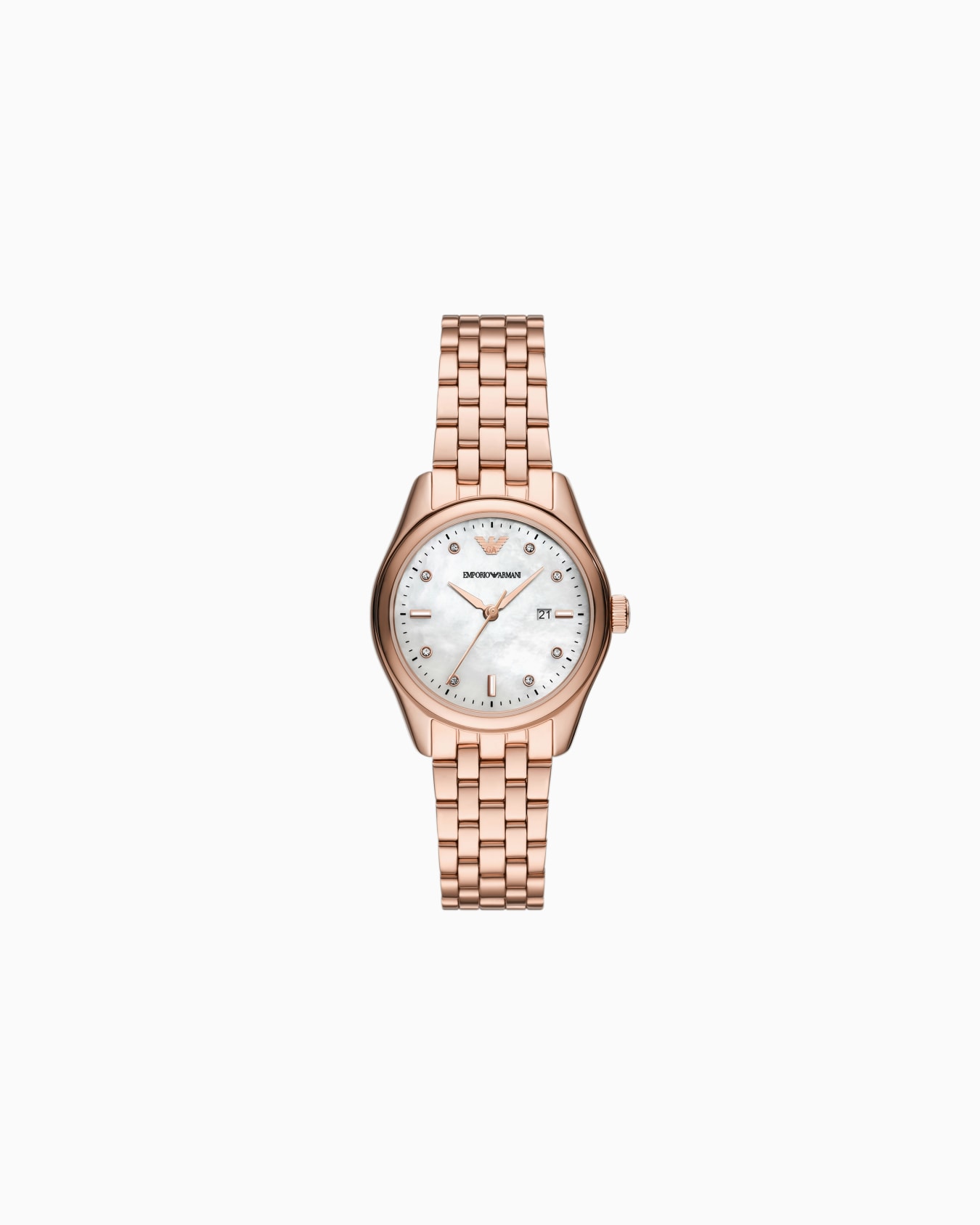 Reloj de tres manecillas de acero inoxidable color oro rosa con visualización de fecha Diapositiva 0