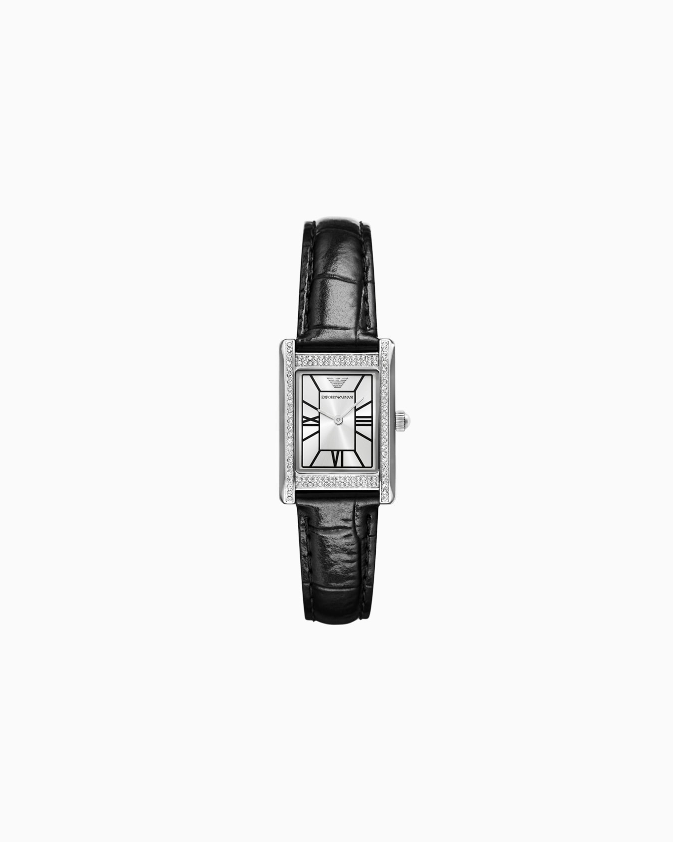 Montre à deux aiguilles en cuir noir Diapositive 0