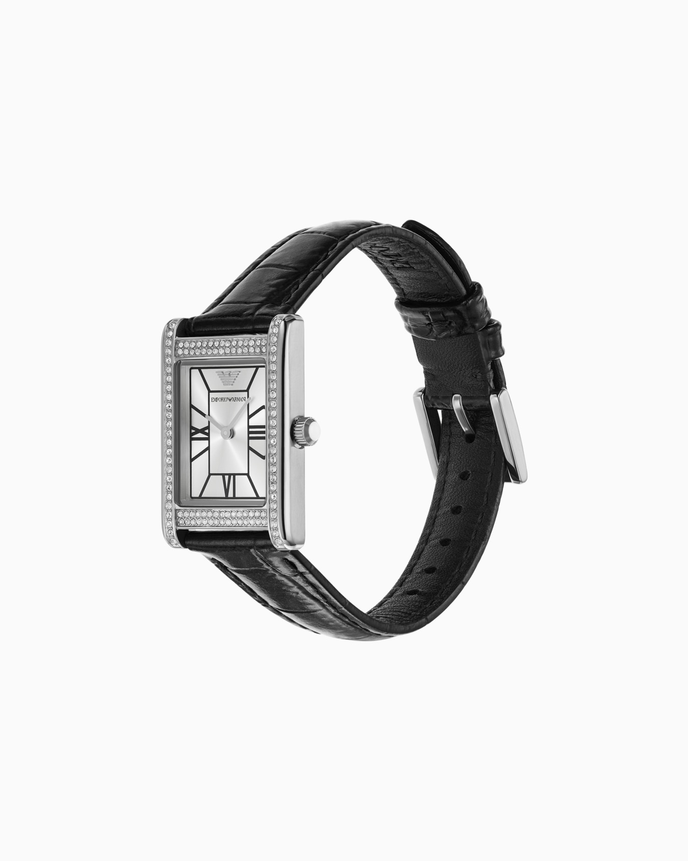 Montre à deux aiguilles en cuir noir Diapositive 2