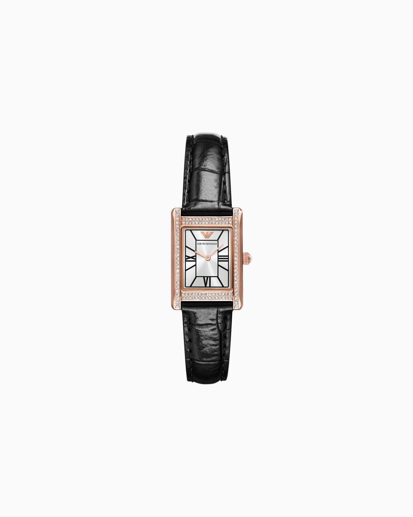 Montre à deux aiguilles en cuir noir Diapositive 0