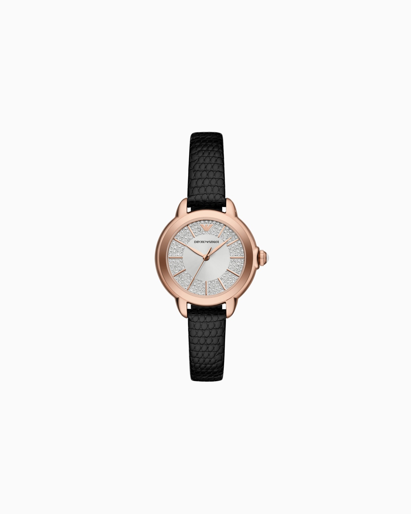  Three-Hand Black Leather Watch Slide 0
