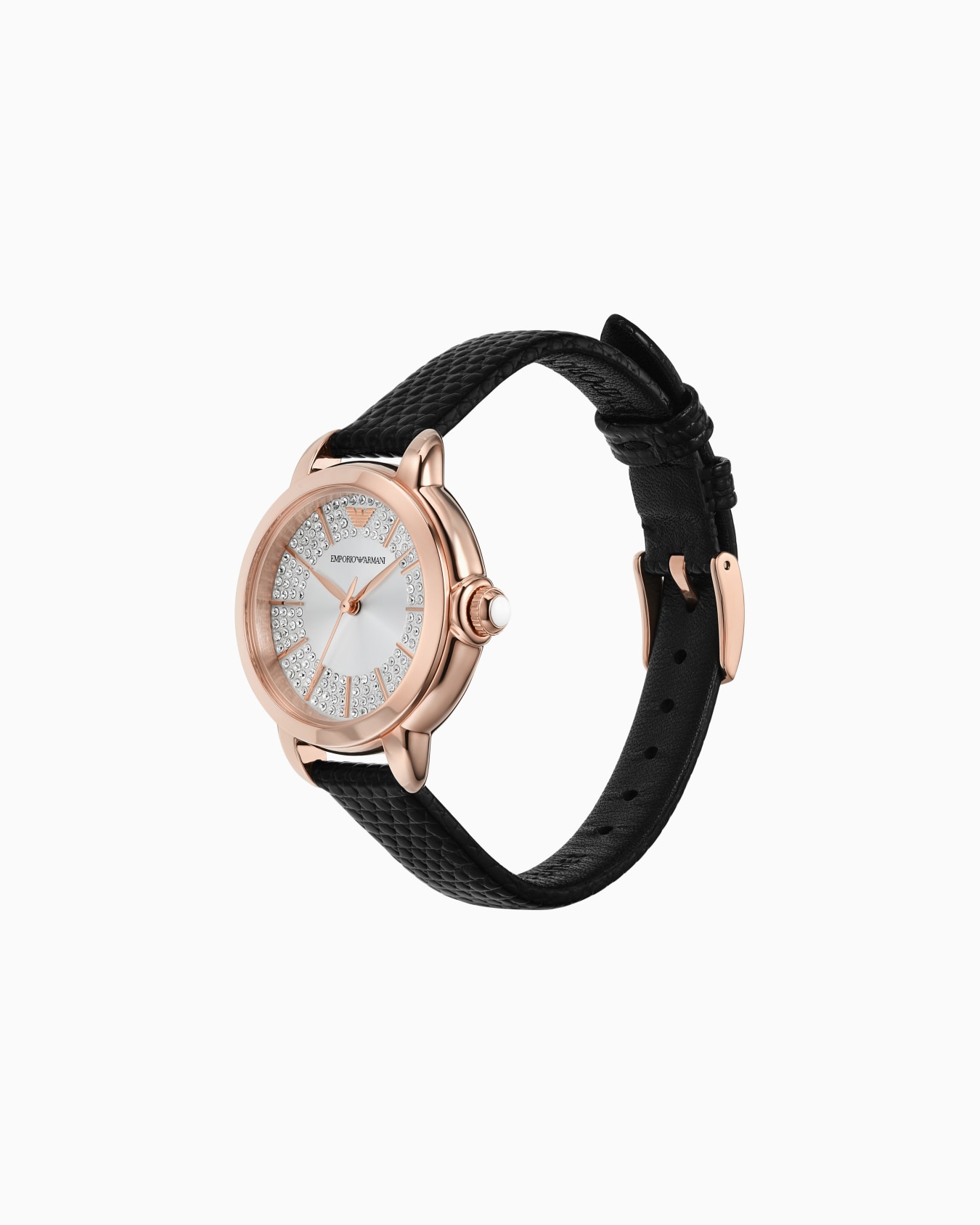  Three-Hand Black Leather Watch Slide 1