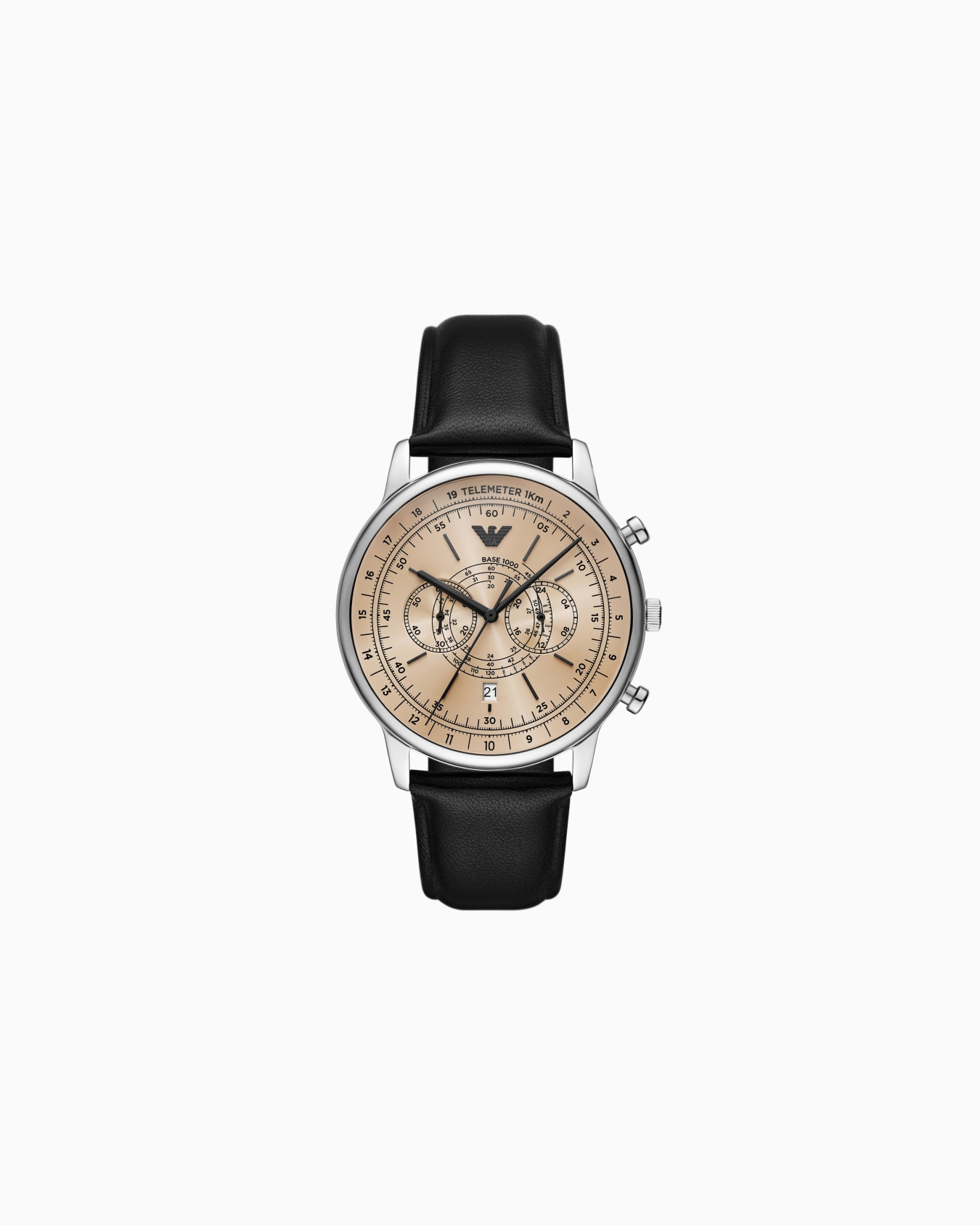  Chronograph Telemeter Black Leather Watch Slide 0