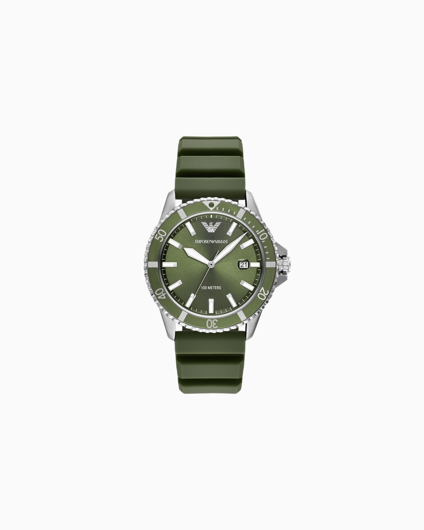 World Explorer Three-Hand Date Green Silicone Watch Slide 0
