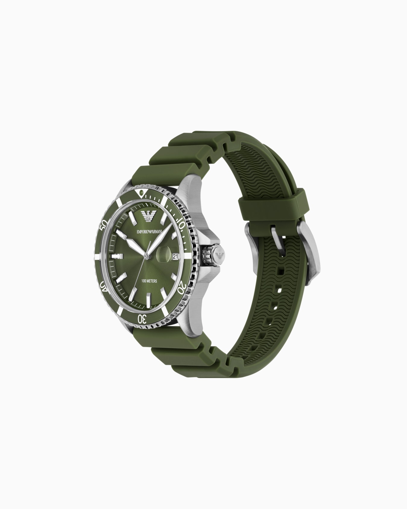 World Explorer Three-Hand Date Green Silicone Watch Slide 1