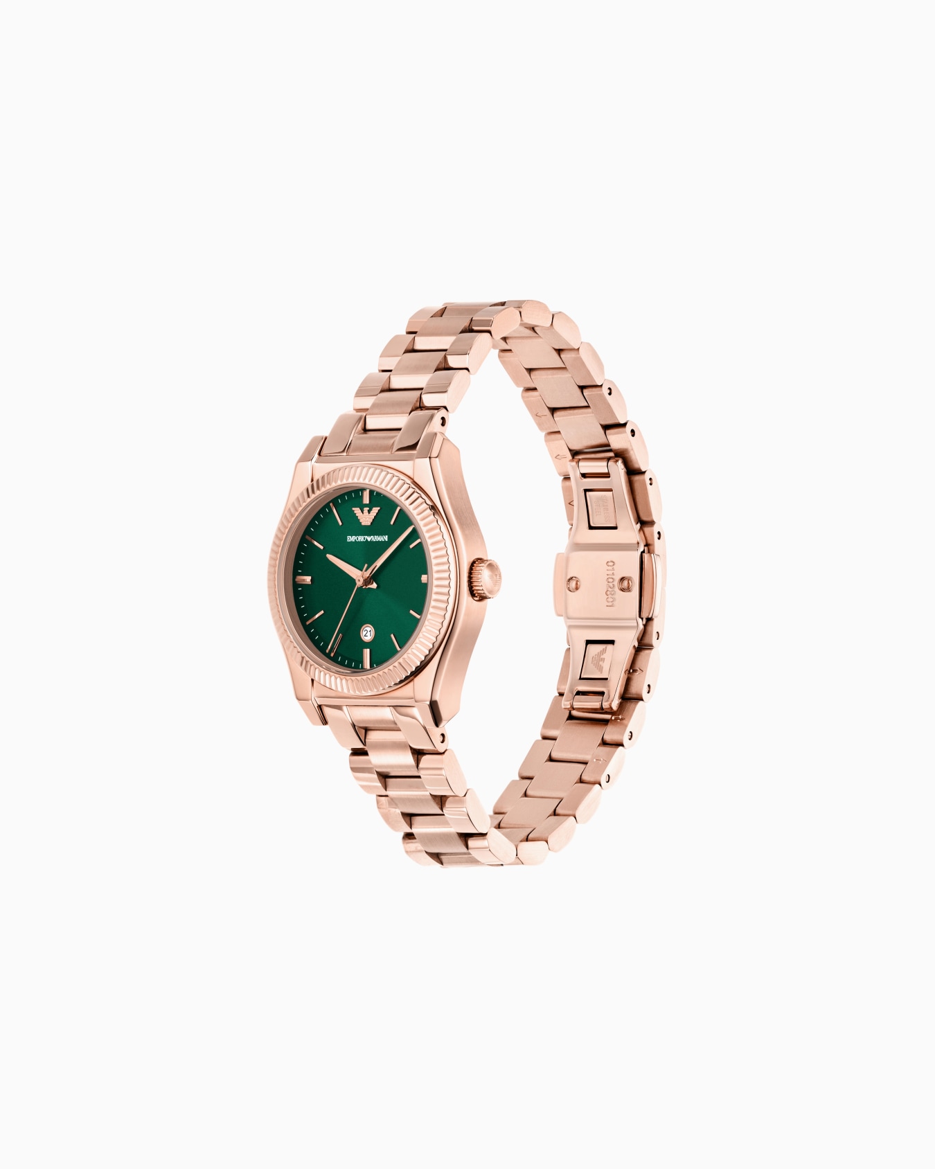  Montre à trois aiguilles avec date en acier inoxydable doré rose Diapositive 1