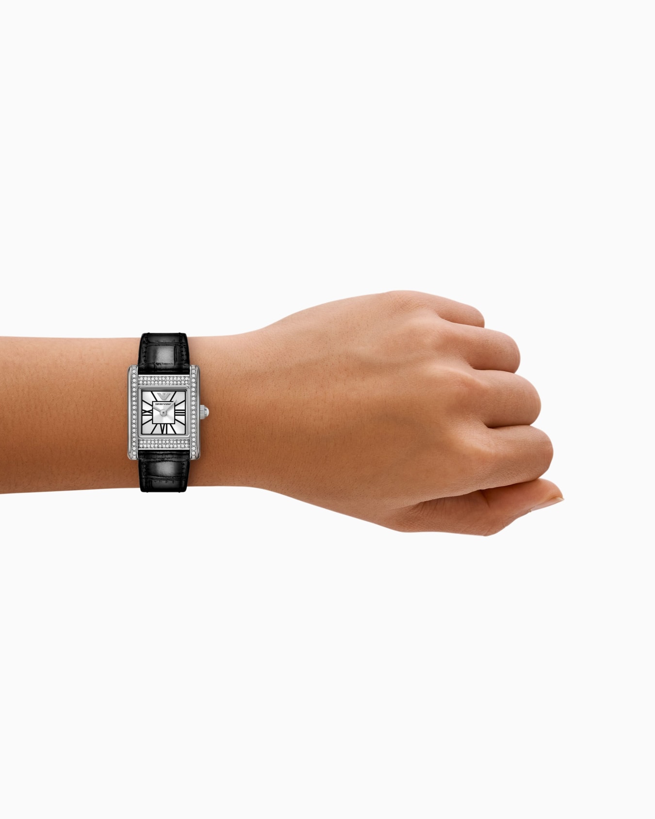 Zweizeigeruhr mit Lederarmband in Schwarz Folie 1