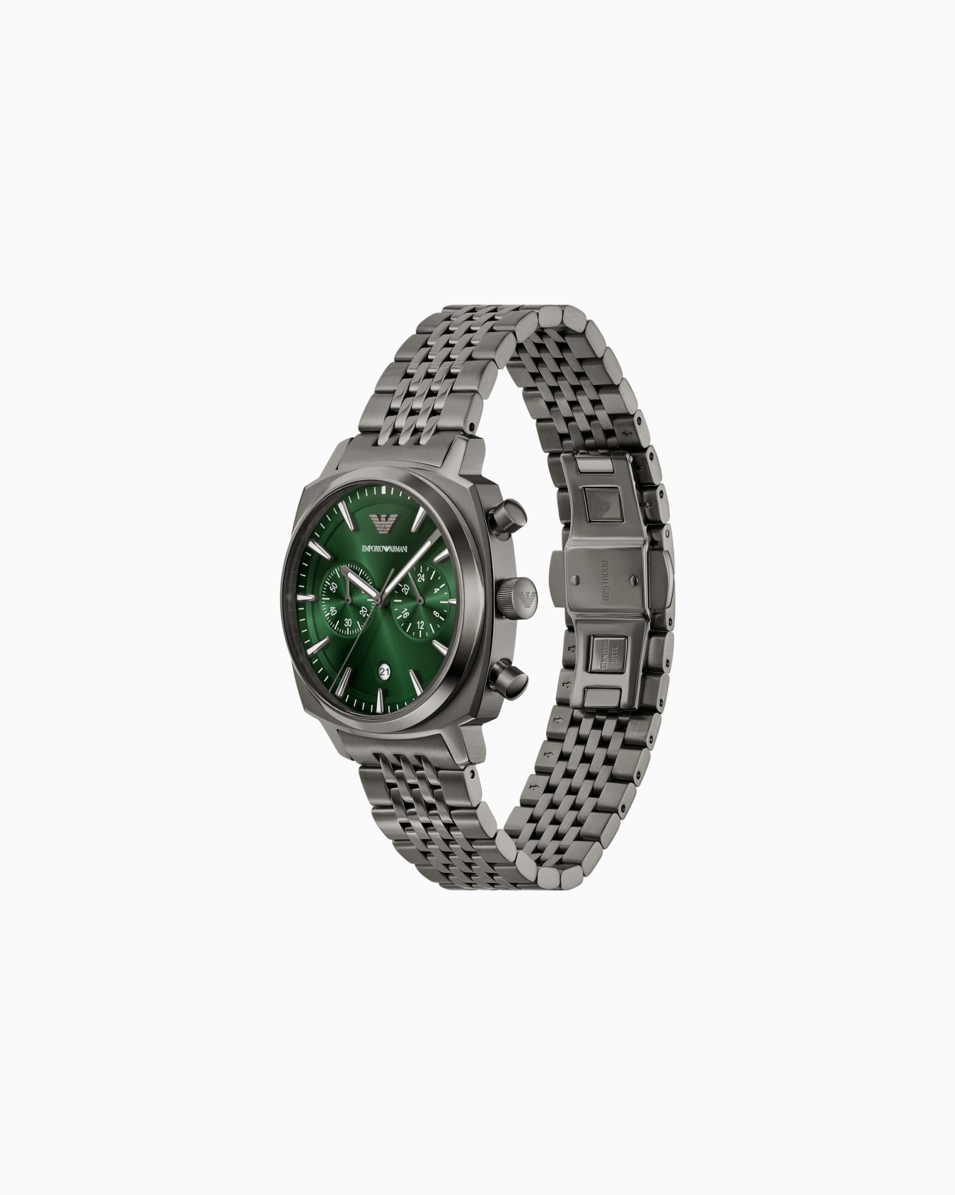 Montre chronographe en acier inoxydable gris foncé Diapositive 2