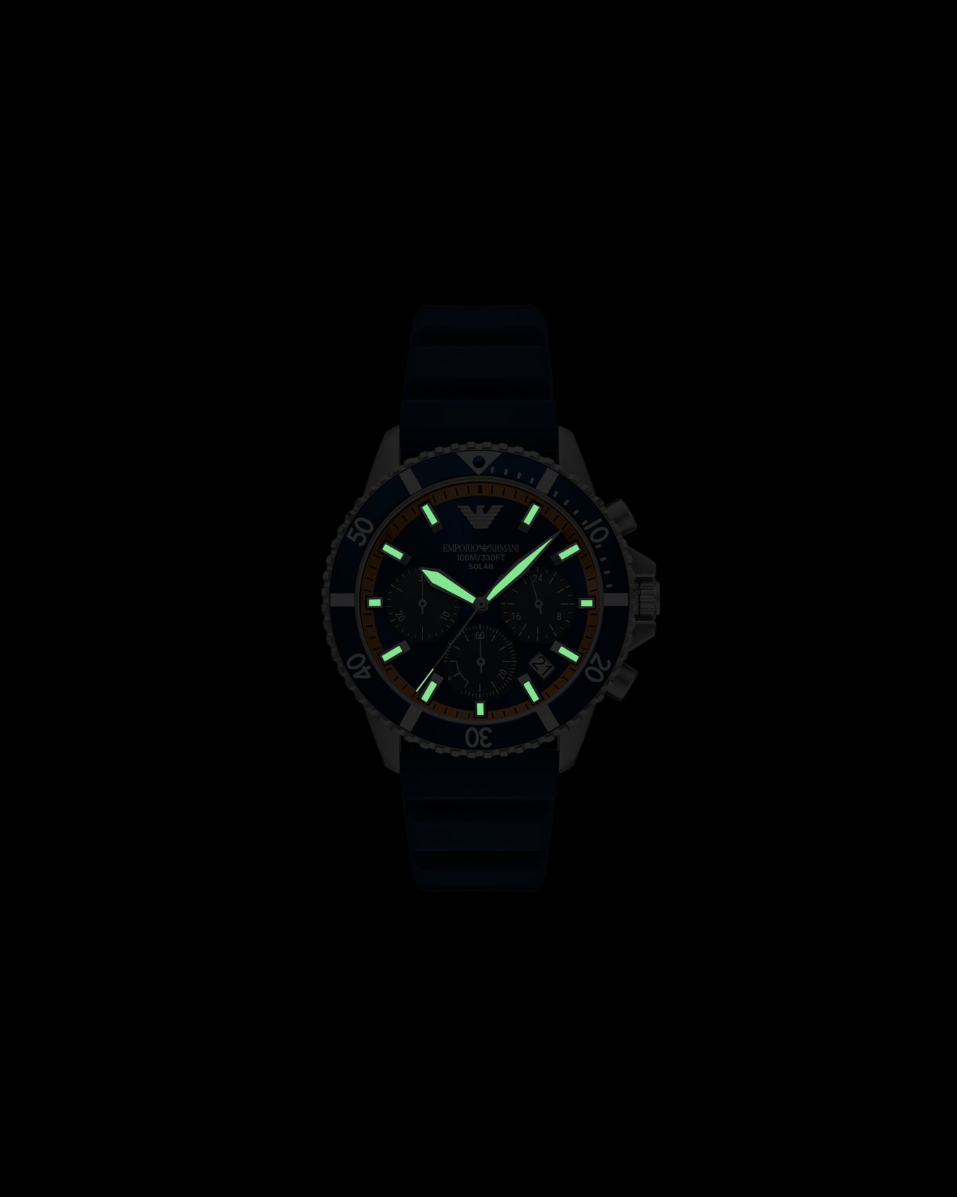 World Explorer Solar-Powered Chronograph Blue Silicone Watch Slide 2