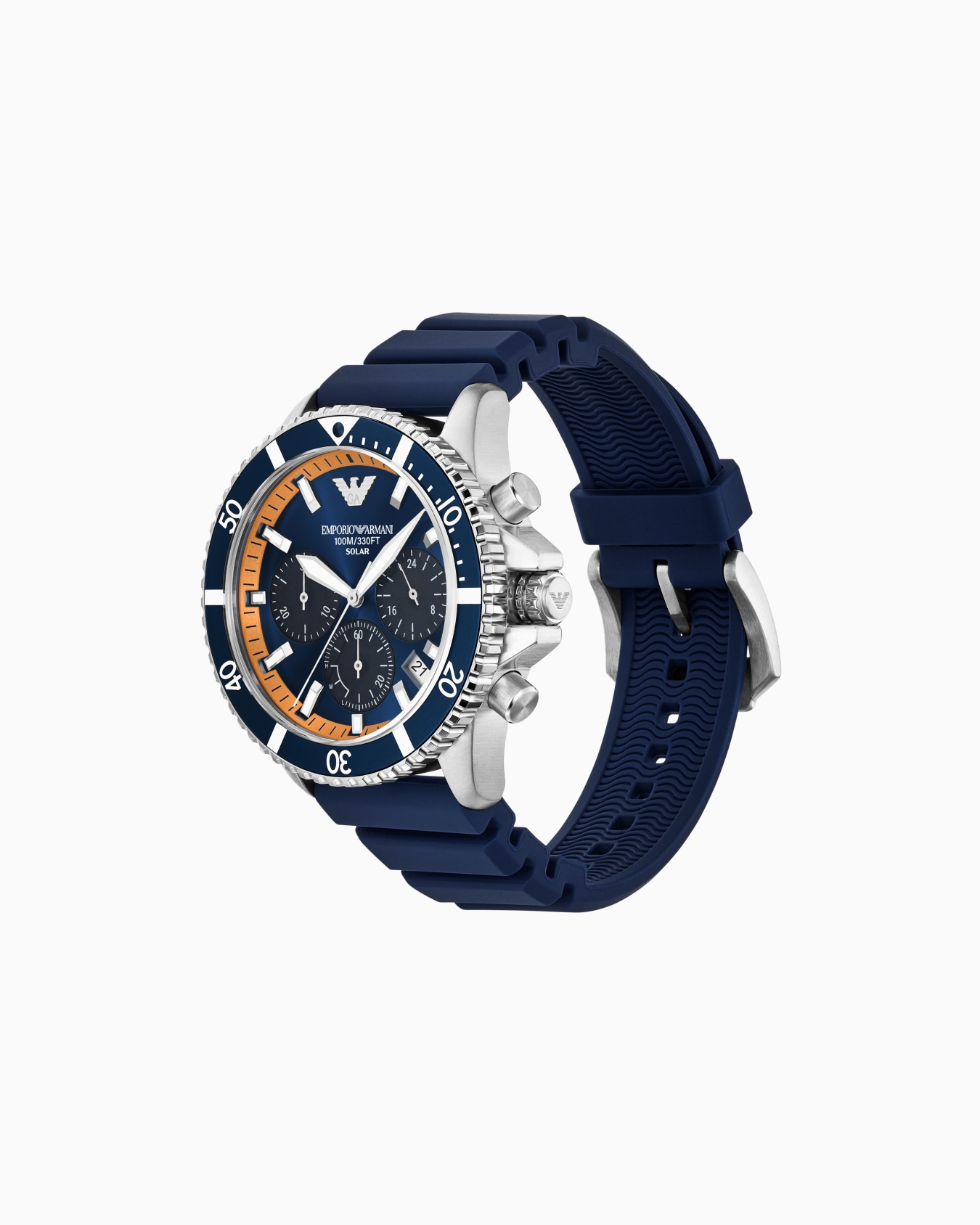 World Explorer Solar-Powered Chronograph Blue Silicone Watch Slide 2