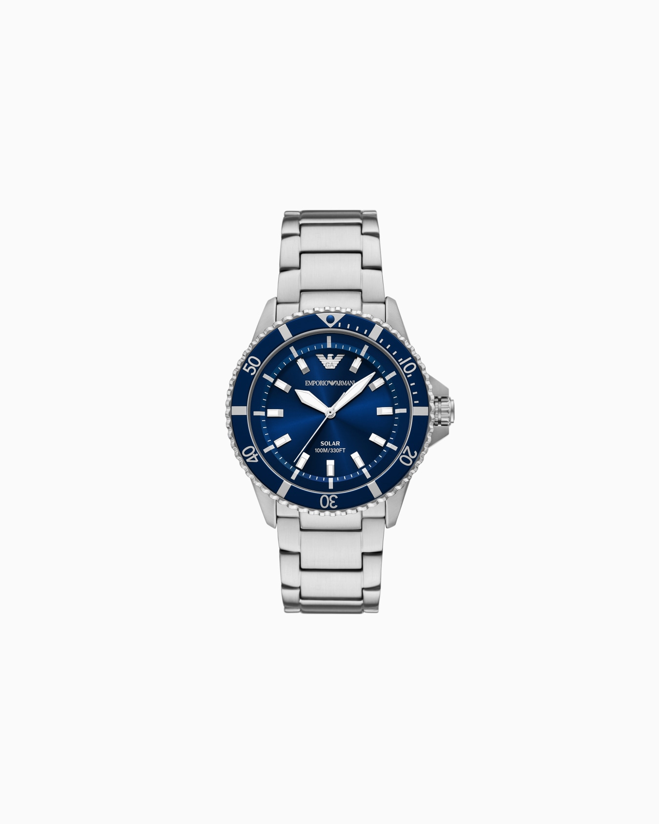 World Explorer Solar-Powered Three-Hand Stainless Steel Watch Slide 0