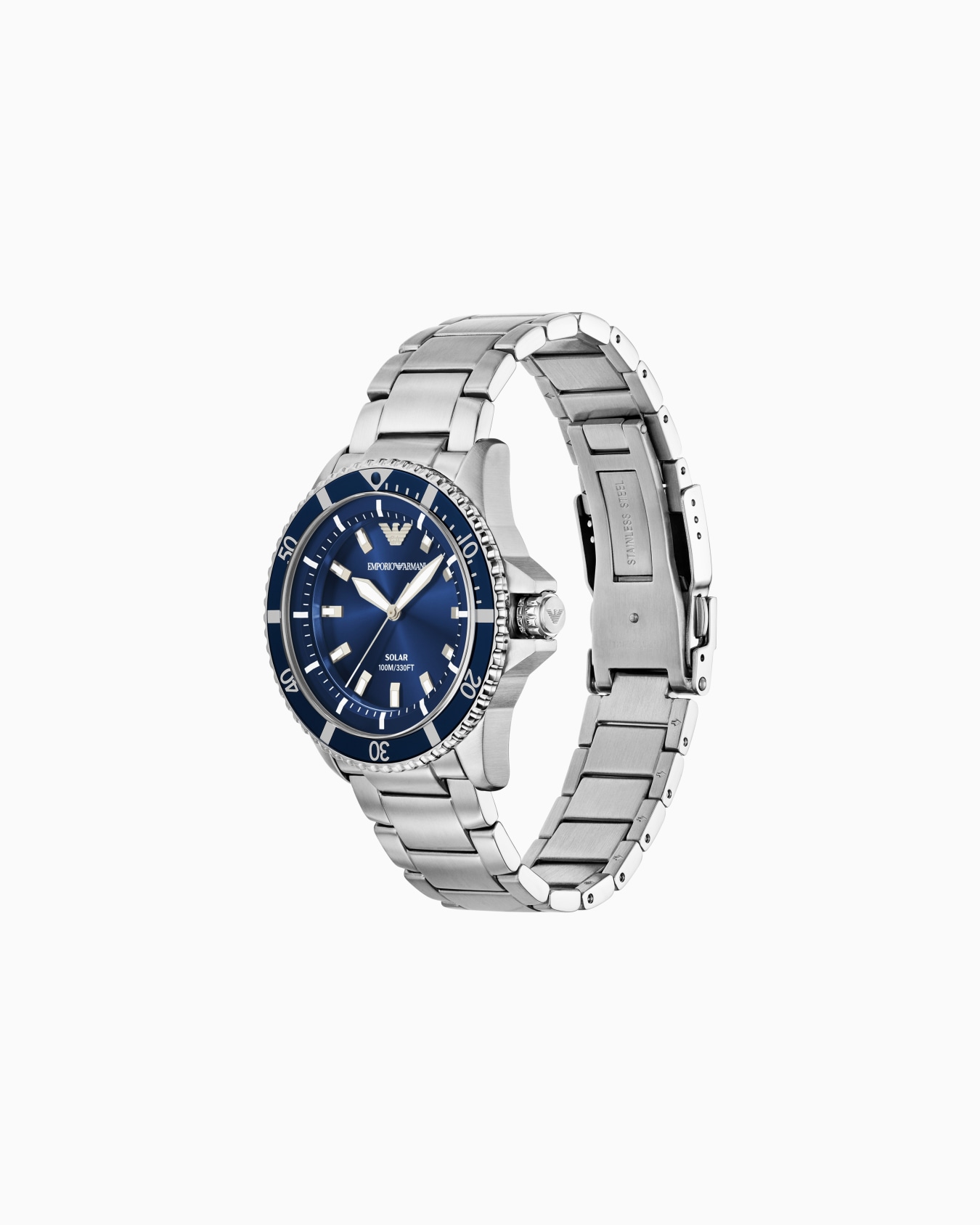 World Explorer Solar-Powered Three-Hand Stainless Steel Watch Slide 2