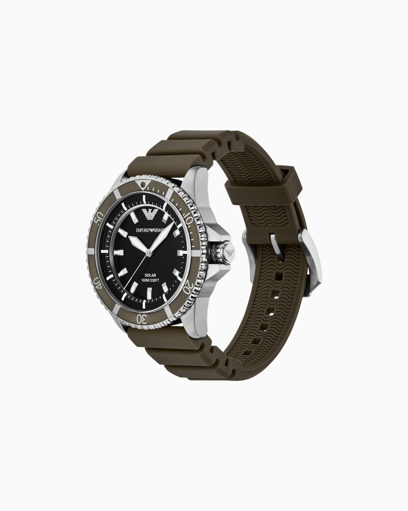 World Explorer Solar-Powered Three-Hand Green Silicone Watch Slide 1