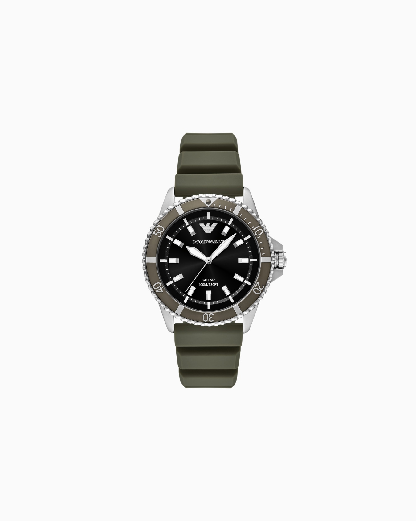 World Explorer Solar-Powered Three-Hand Green Silicone Watch Slide 0