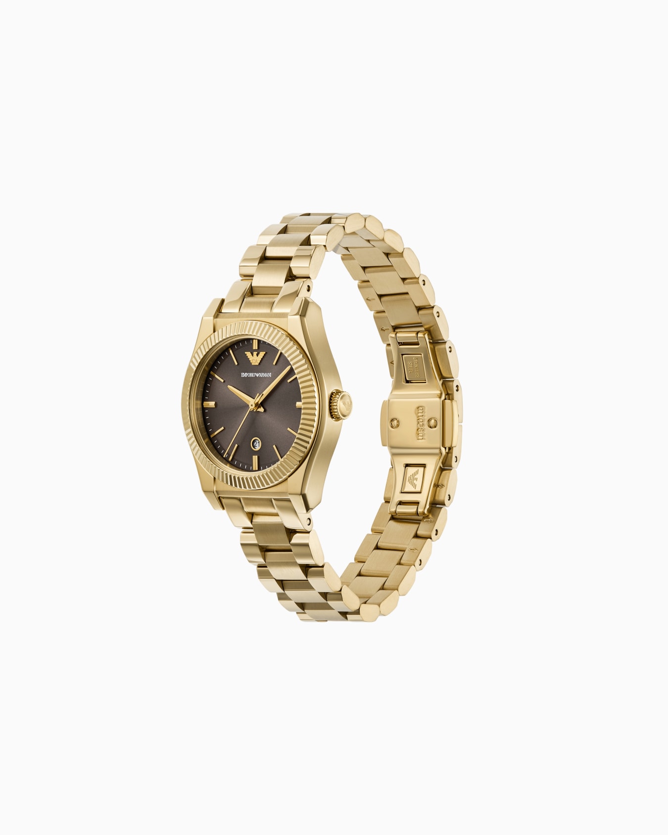 Dreizeigeruhr mit Armband aus goldfarbenem Edelstahl Folie 1