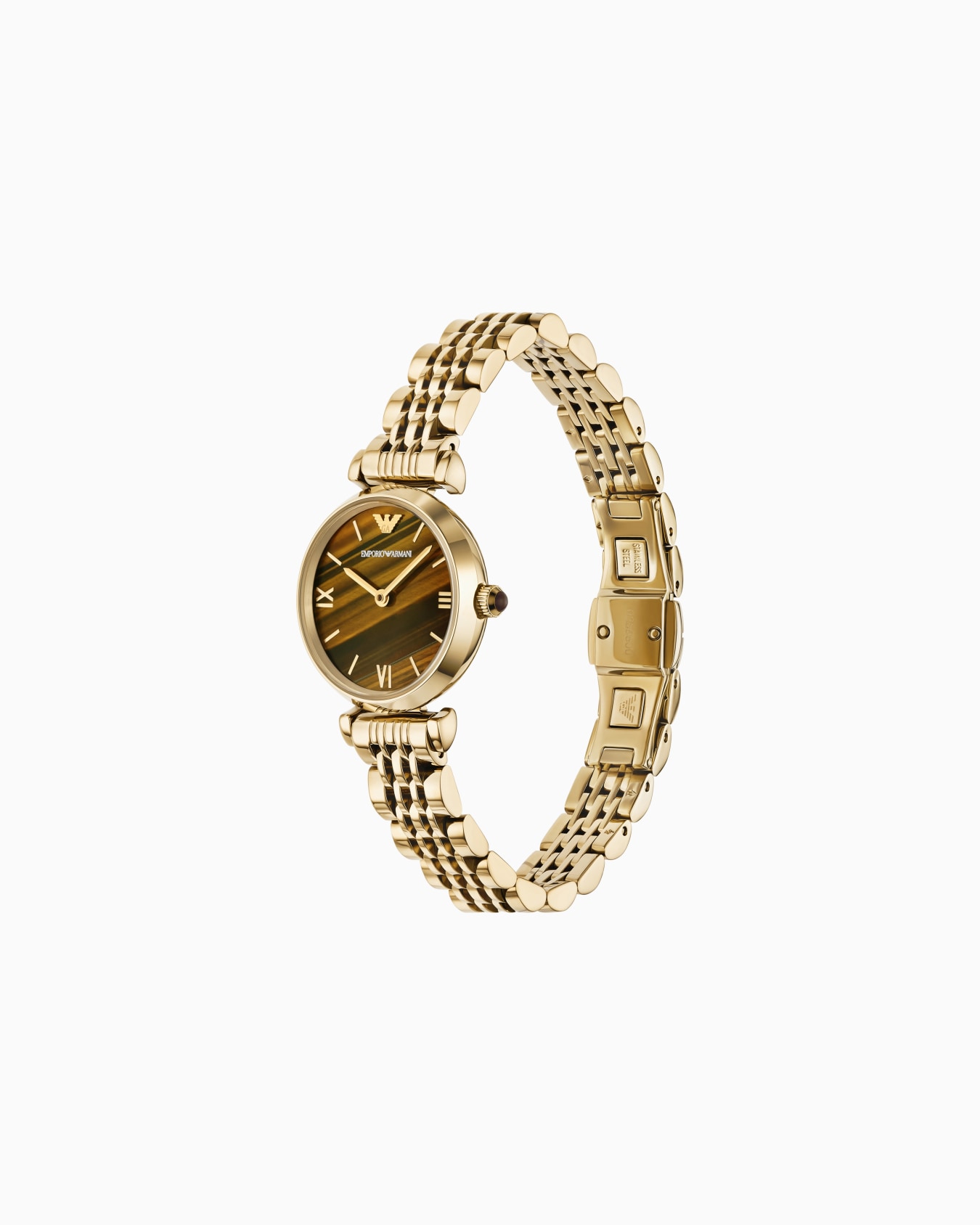 Zweizeigeruhr aus goldfarbenem Edelstahl Folie 1