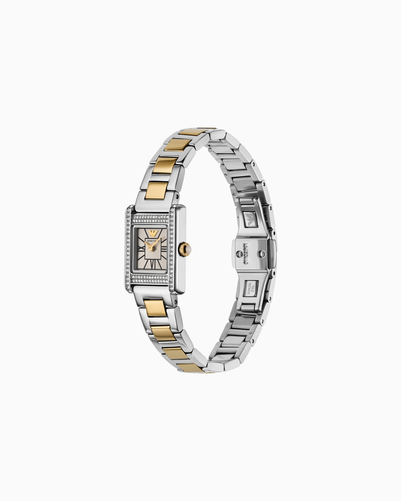 Montre à deux aiguilles en acier inoxydable doré Diapositive 1