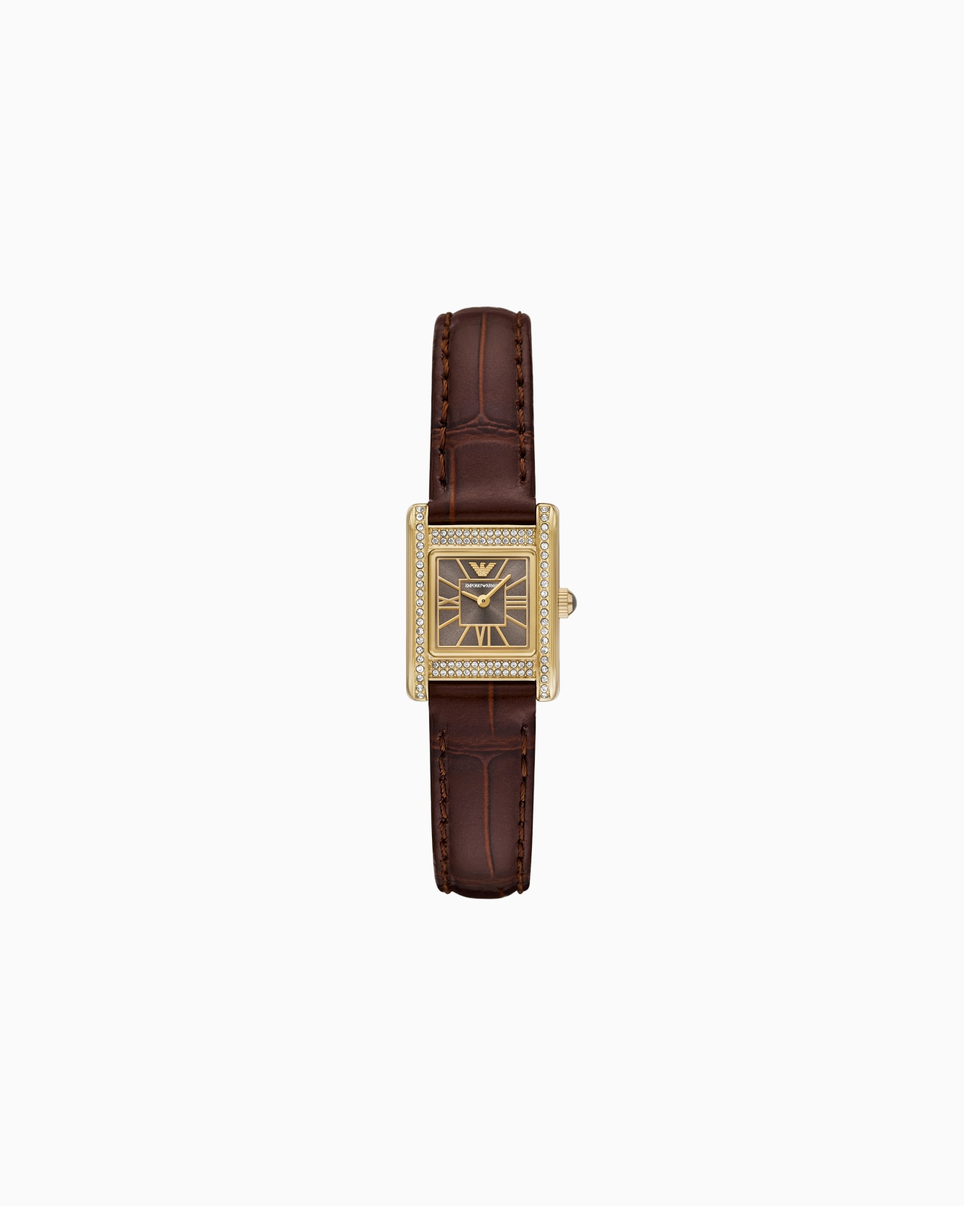 Two-Hand Brown Leather Watch Slide 0