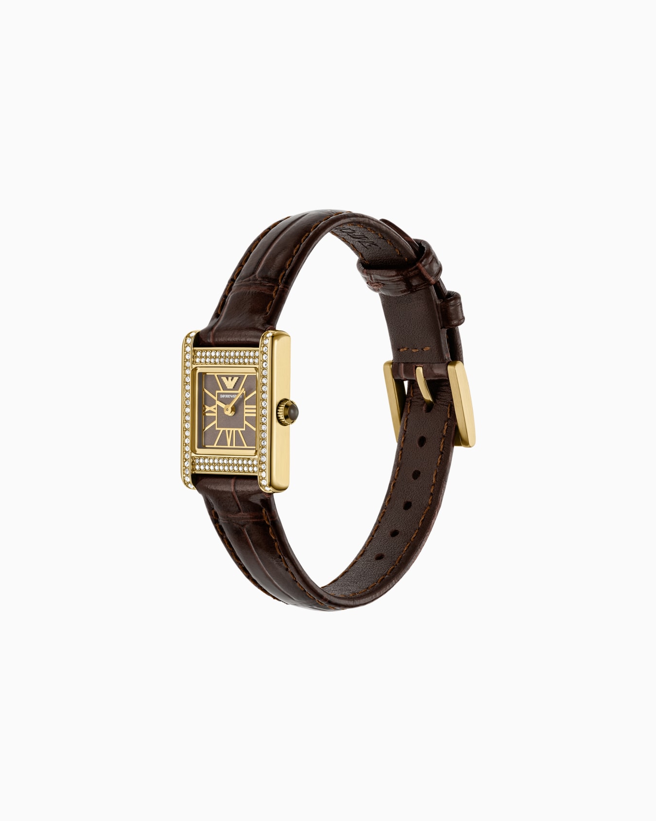 Two-Hand Brown Leather Watch Slide 1