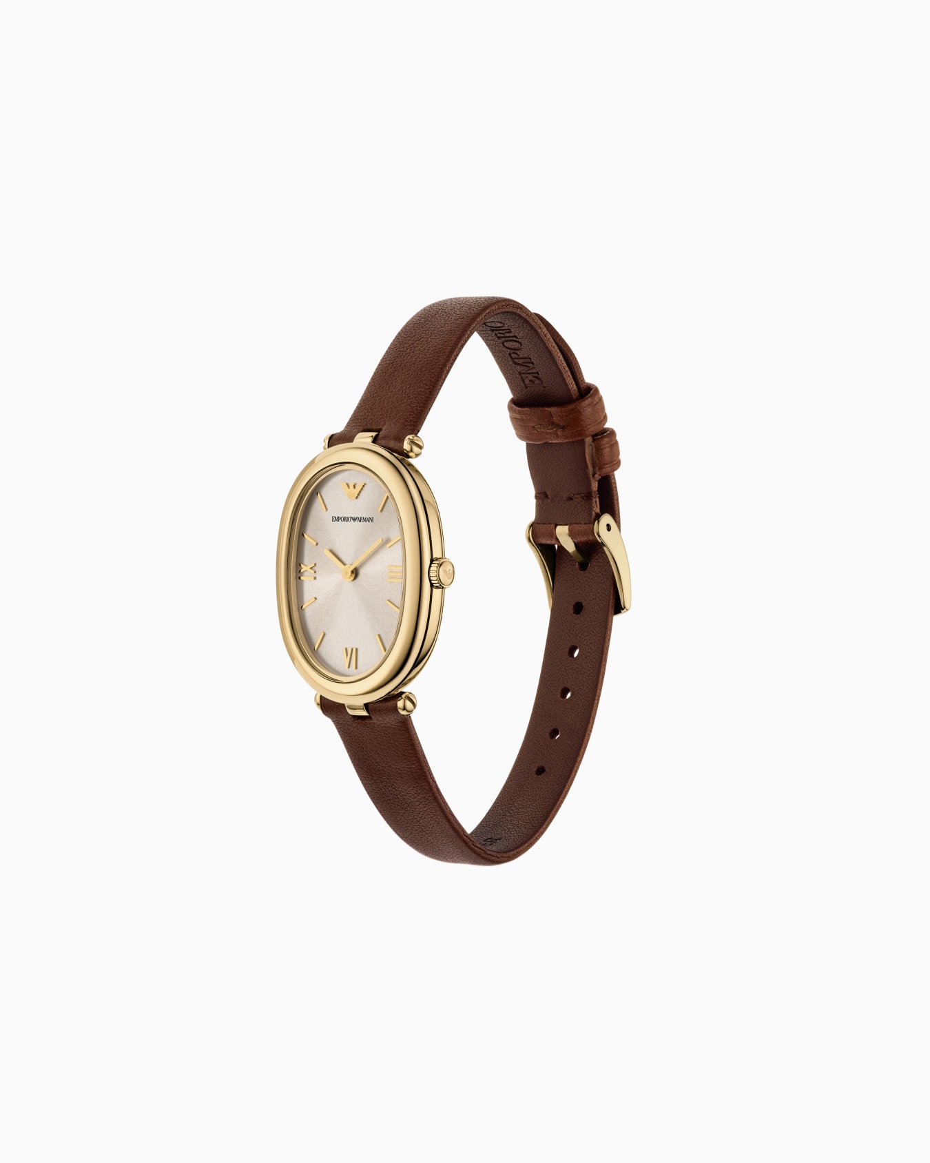 Montre à deux aiguilles en cuir marron Diapositive 2
