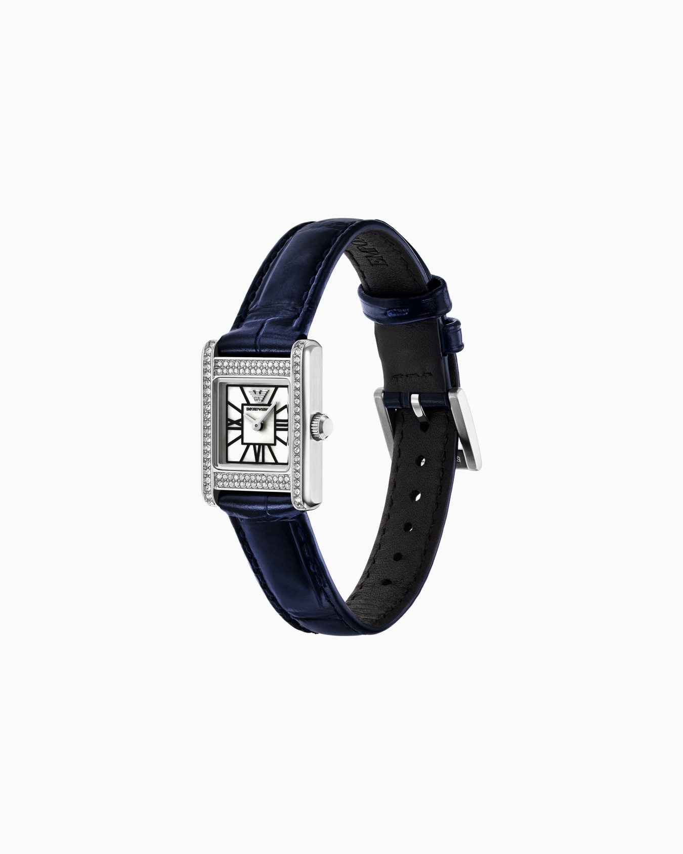 Montre à deux aiguilles en cuir bleu Diapositive 2