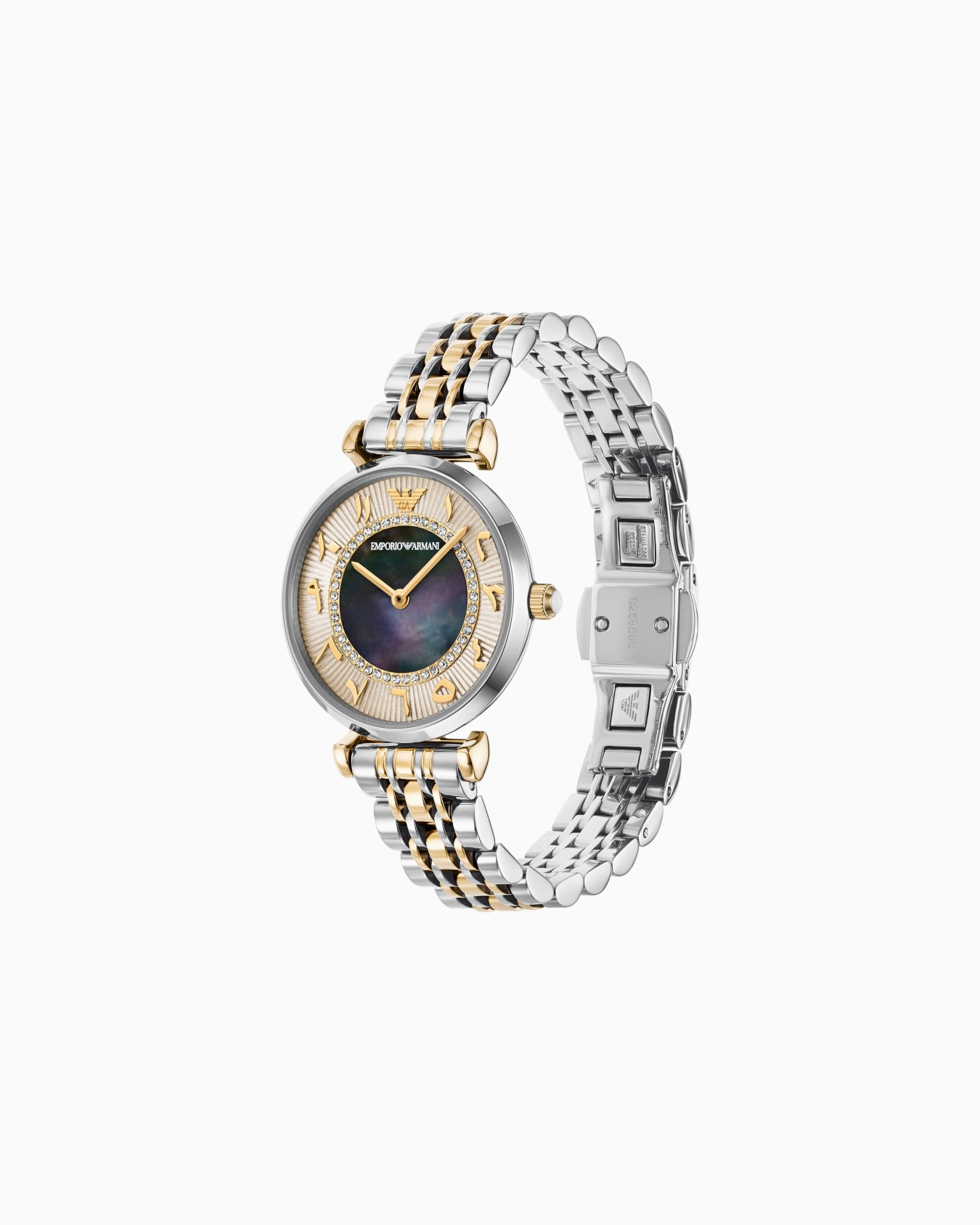 Reloj de dos manecillas de acero inoxidable bicolor Diapositiva 1