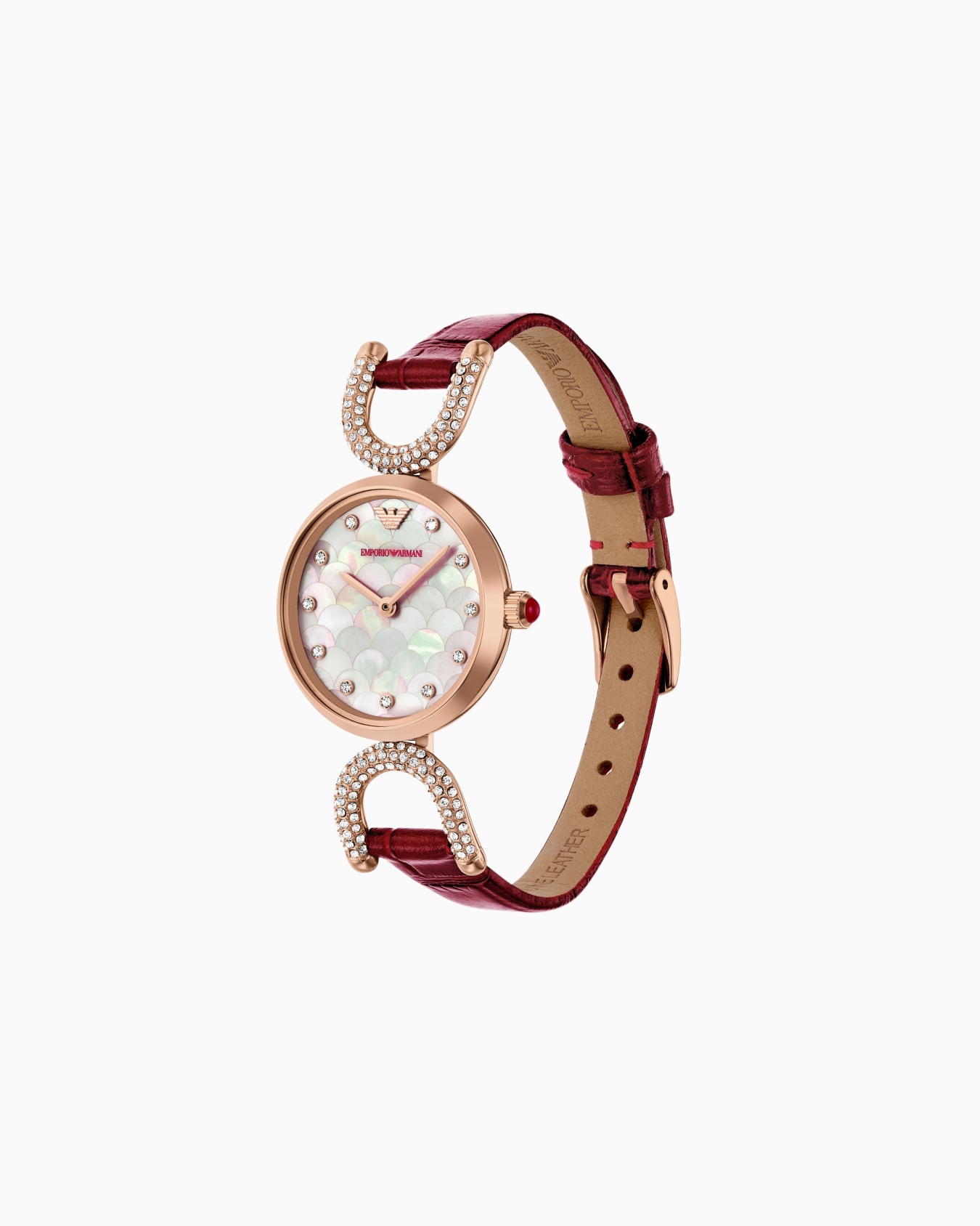 Lunar New Year Two-Hand Burgundy Leather Watch Slide 1