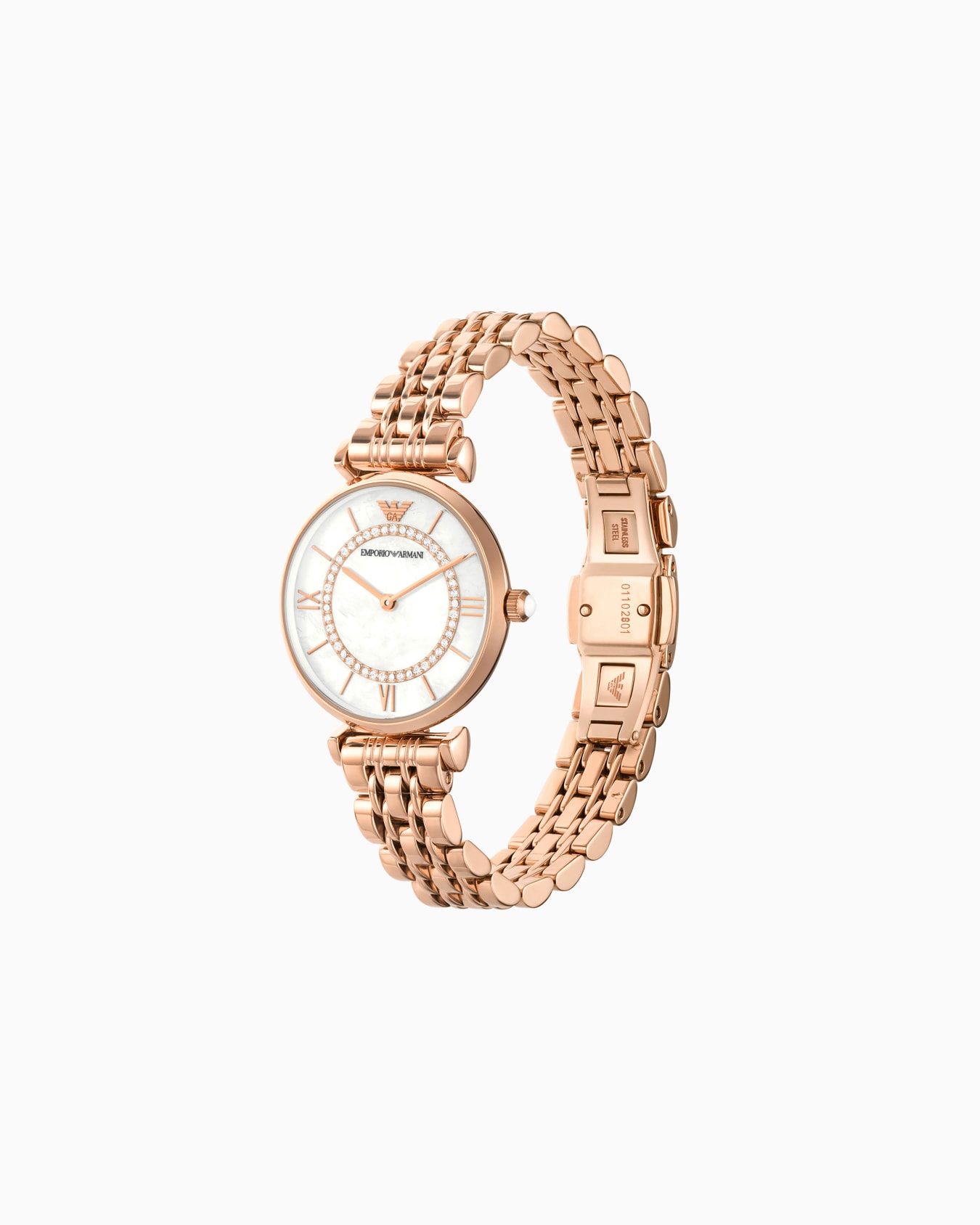 Reloj para mujer de dos esferas con pulsera de acero color oro rosa Diapositiva 2