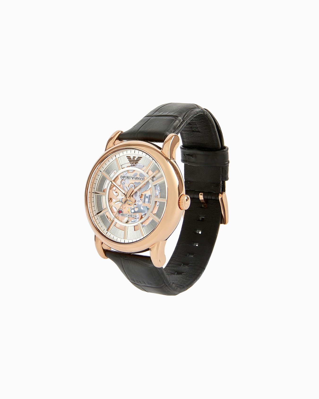 Montre automatique pour homme en cuir noir  Diapositive 1