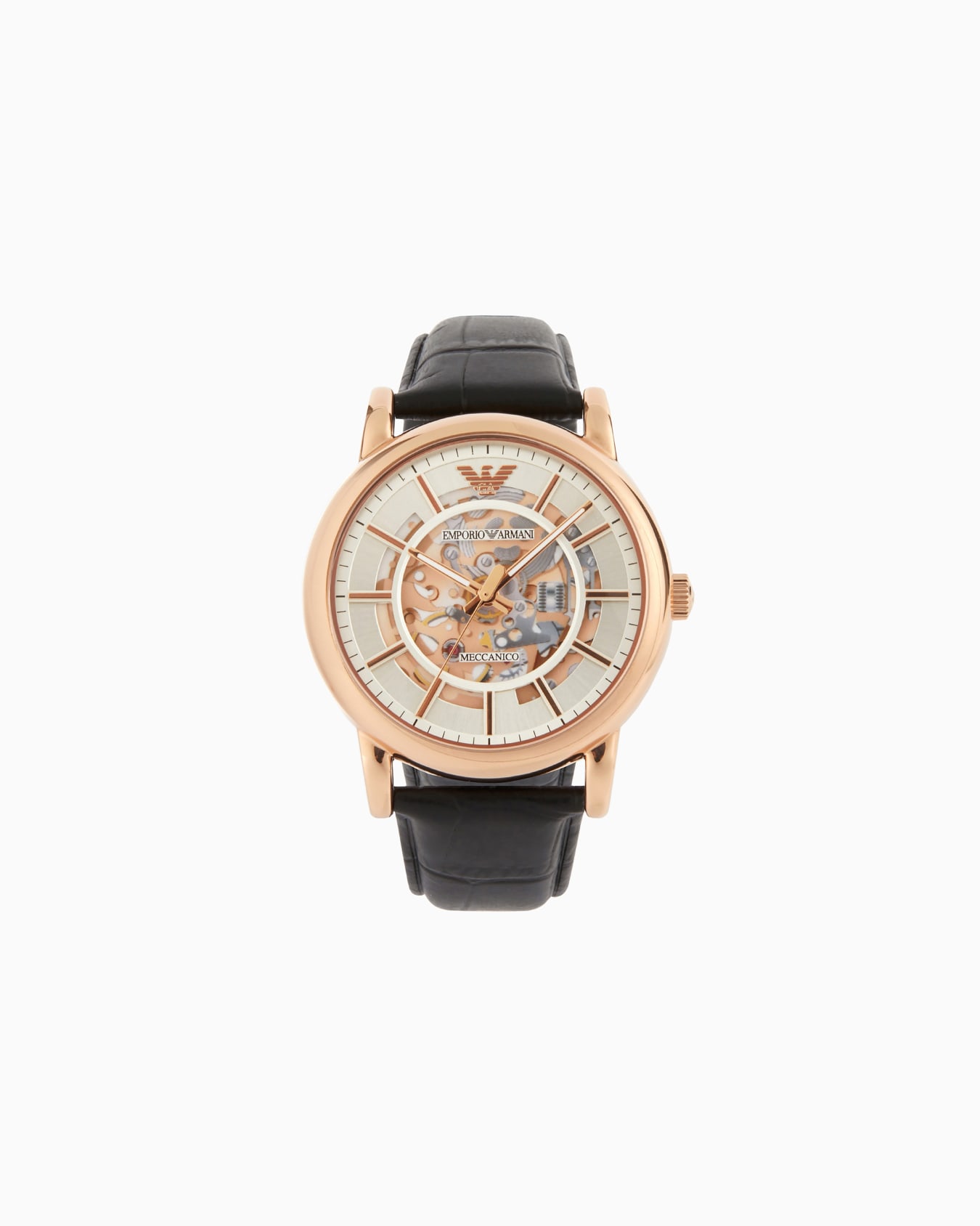 Men's Automatic Black Leather Watch Slide 0