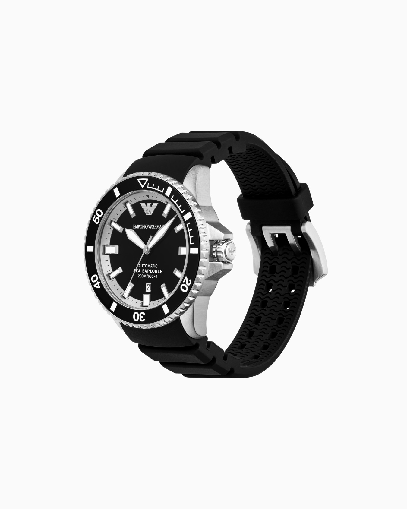 Sea Explorer Automatic Black Silicone Watch Slide 2
