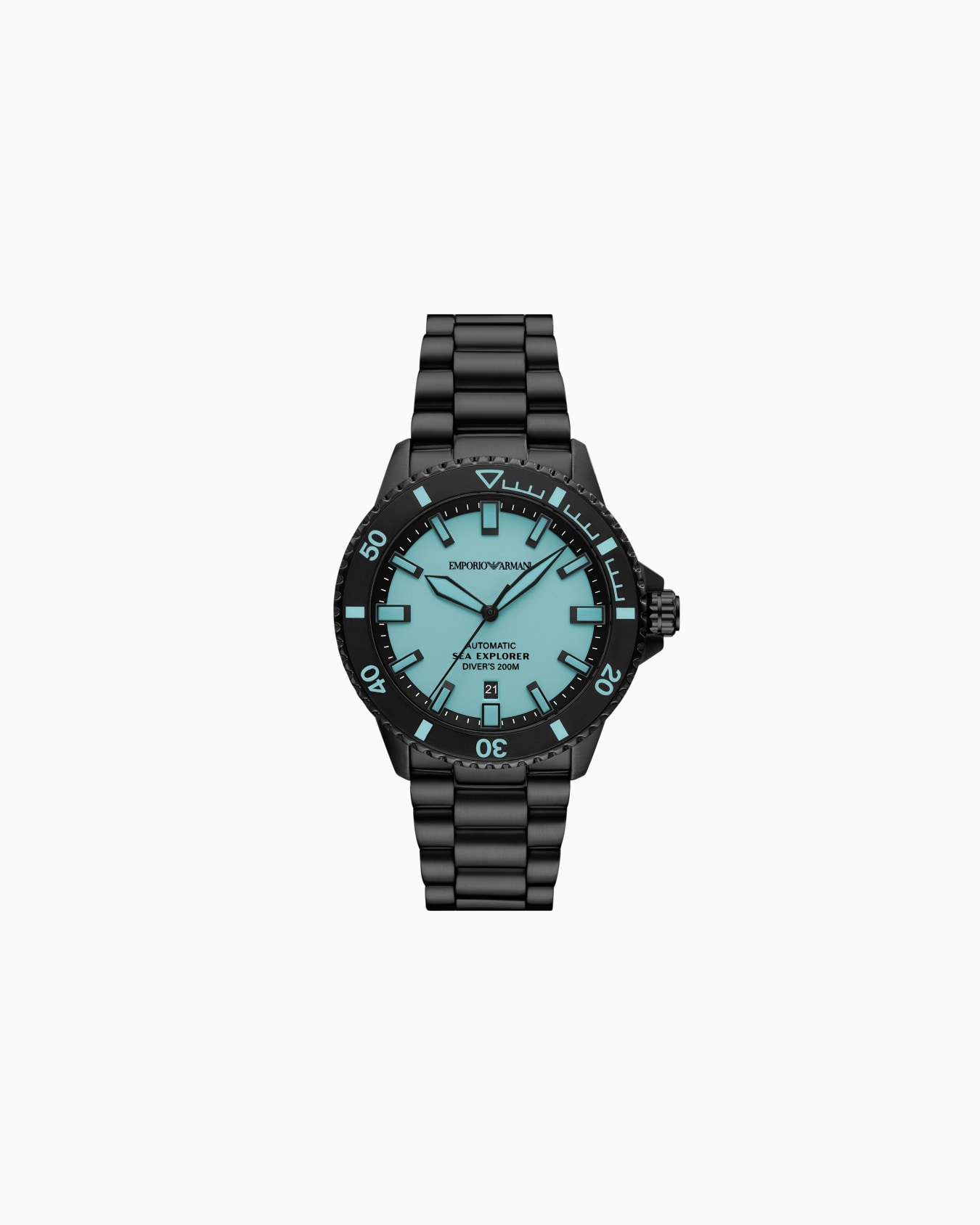 Orologio automatico Sea Explorer in acciaio inossidabile nero Slide 0