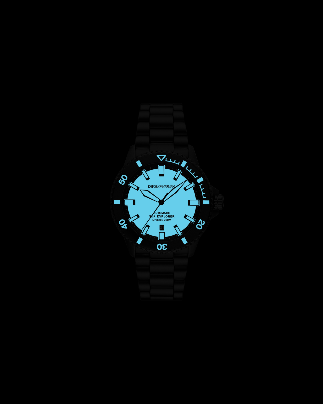Orologio automatico Sea Explorer in acciaio inossidabile nero Slide 1