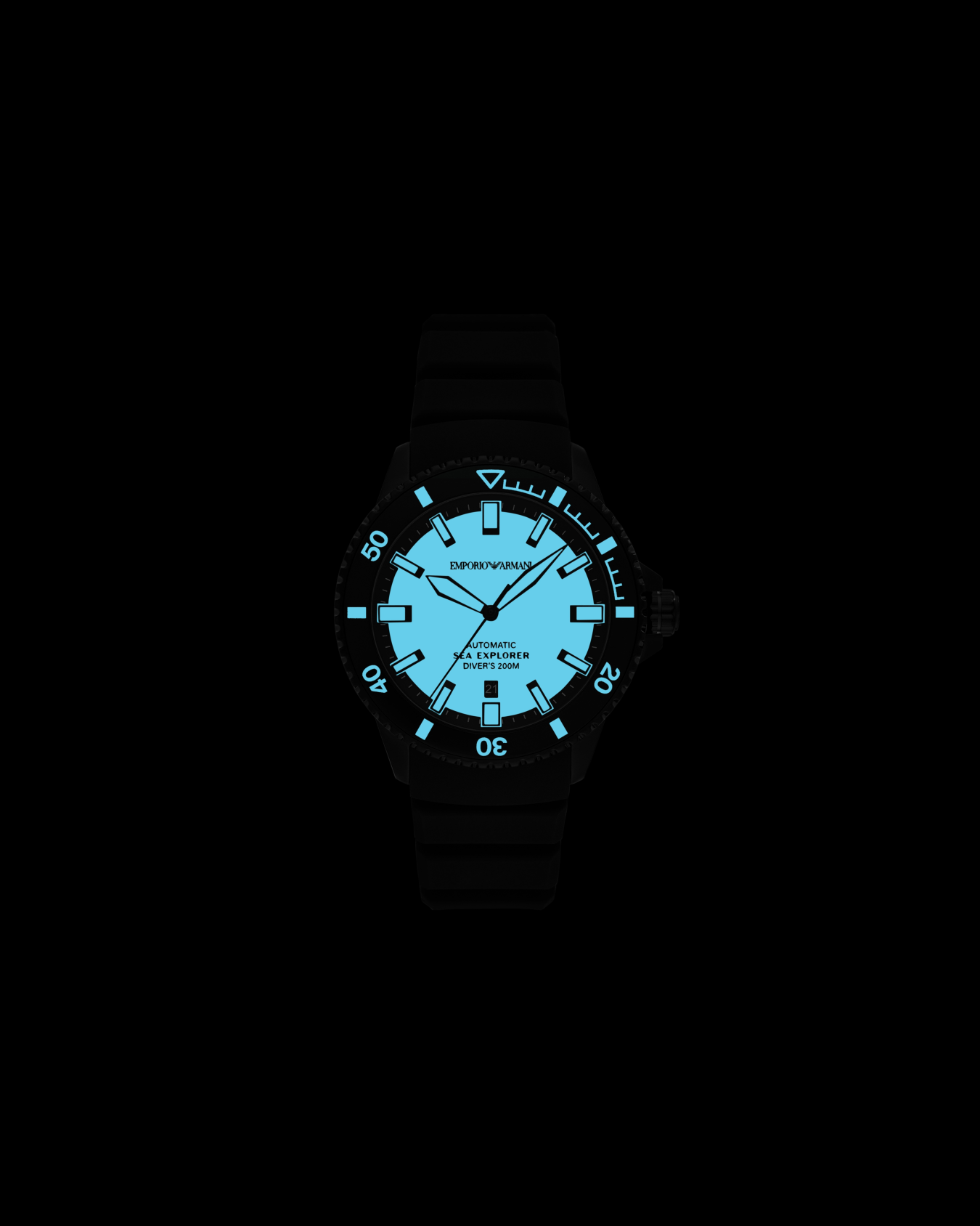 Reloj automático Sea Explorer de silicona negra  Diapositiva 2