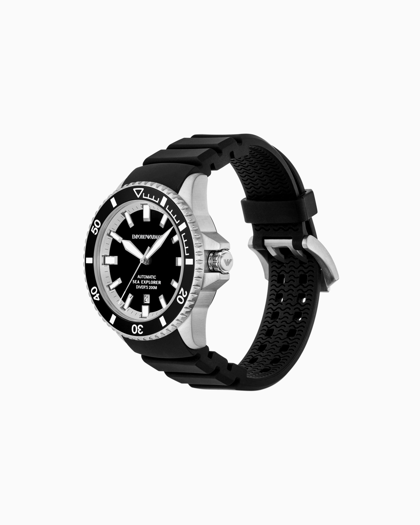 Reloj automático Sea Explorer de silicona negra Diapositiva 1