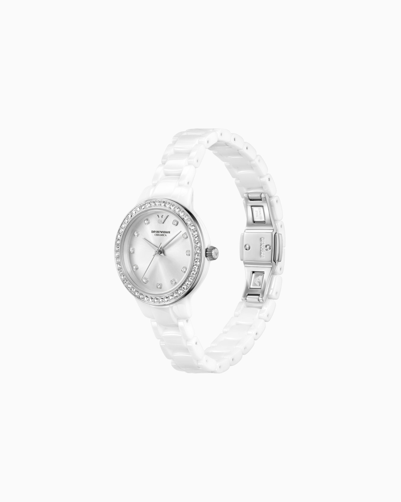 Three-Hand White Ceramic Watch Slide 1