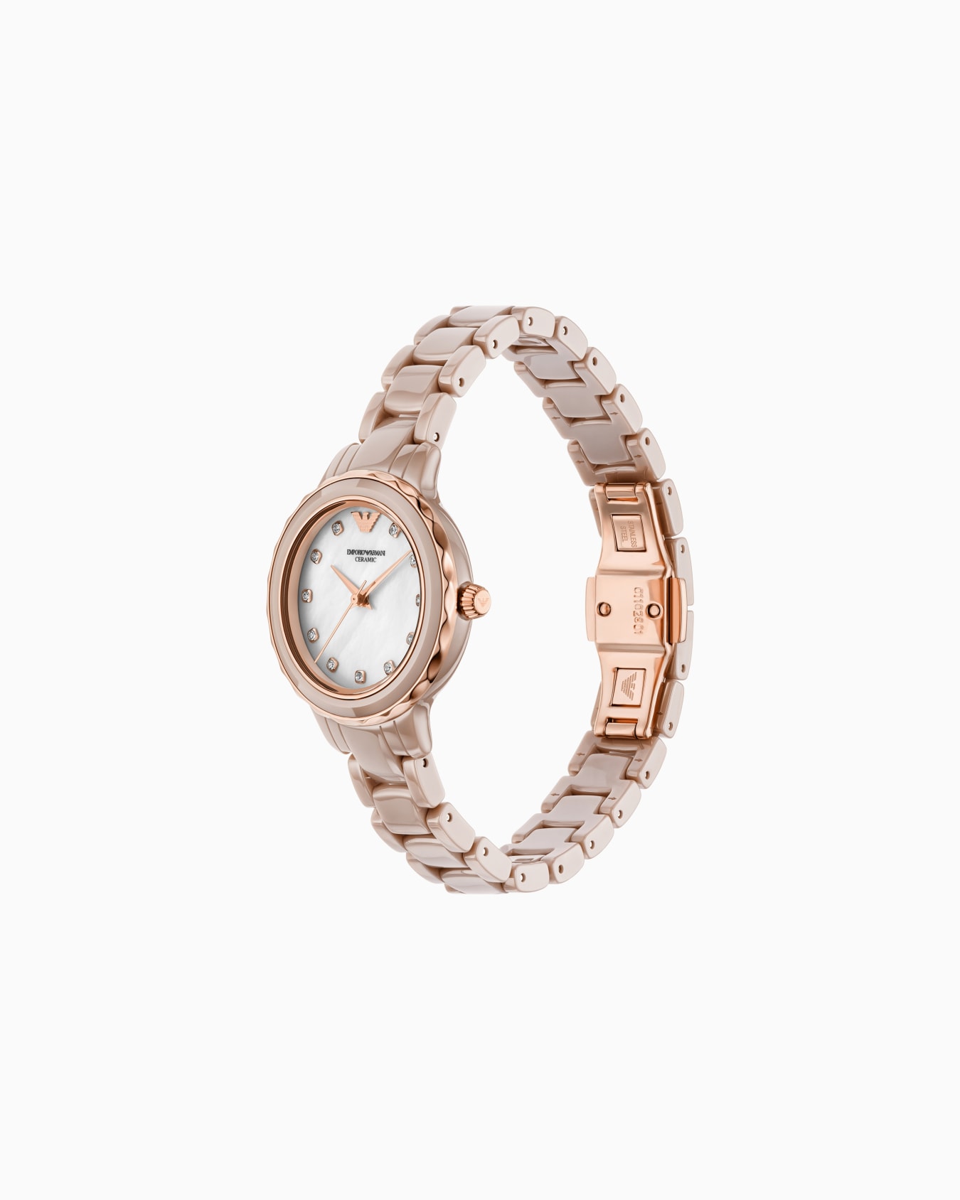 Three-Hand Nude Ceramic Watch Slide 1
