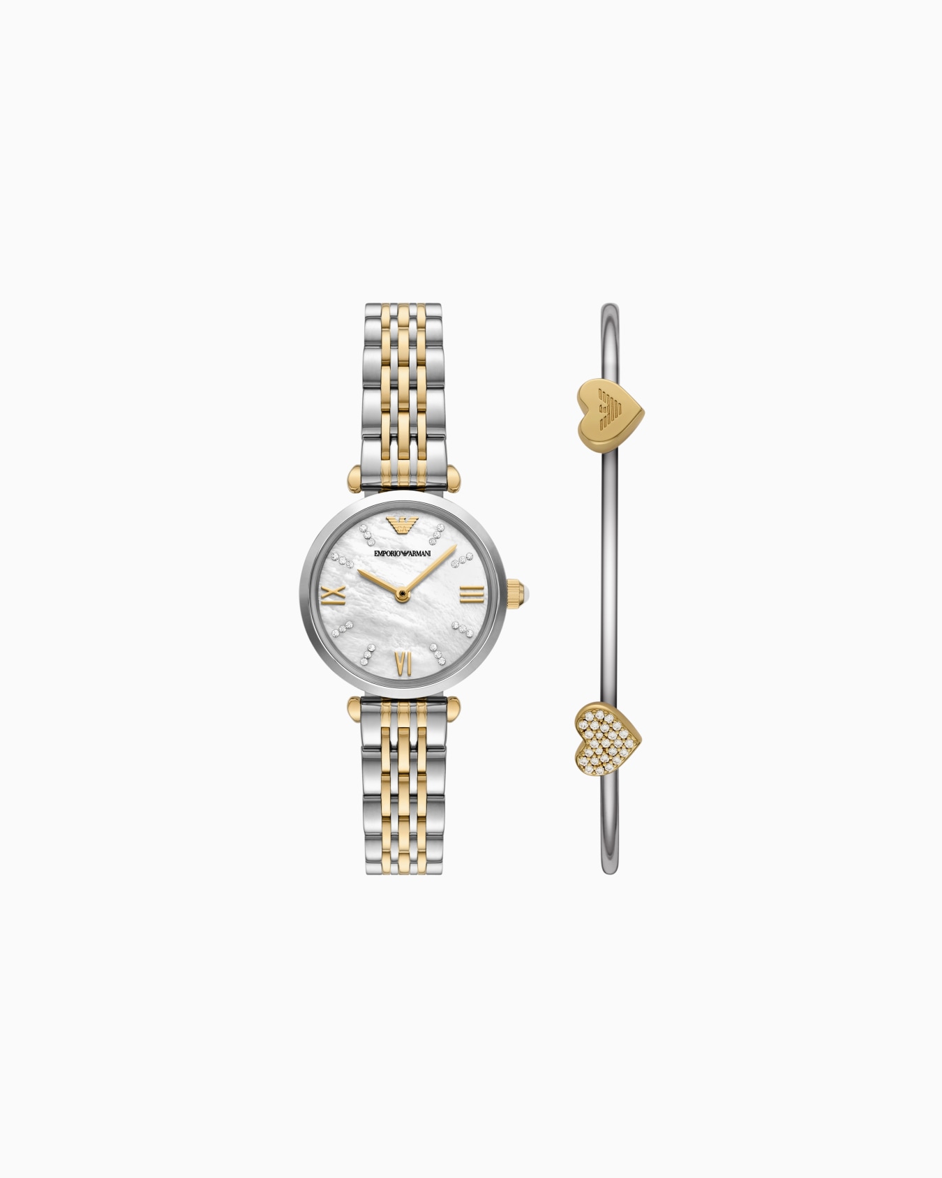  Two-Hand Two-Tone Stainless Steel Watch and Bracelet Set Slide 0