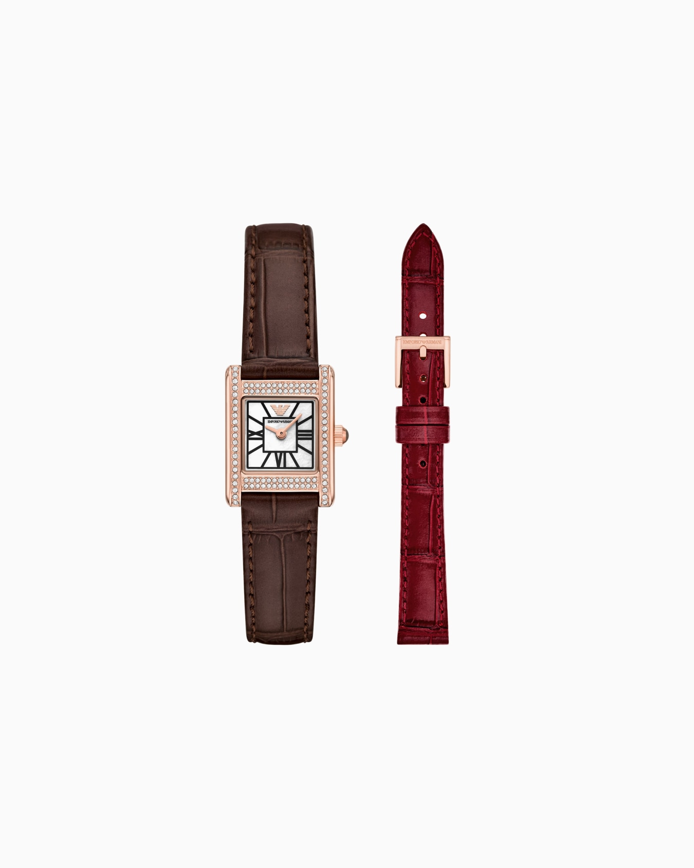 Ensemble montre avec bracelet en cuir interchangeable Diapositive 0