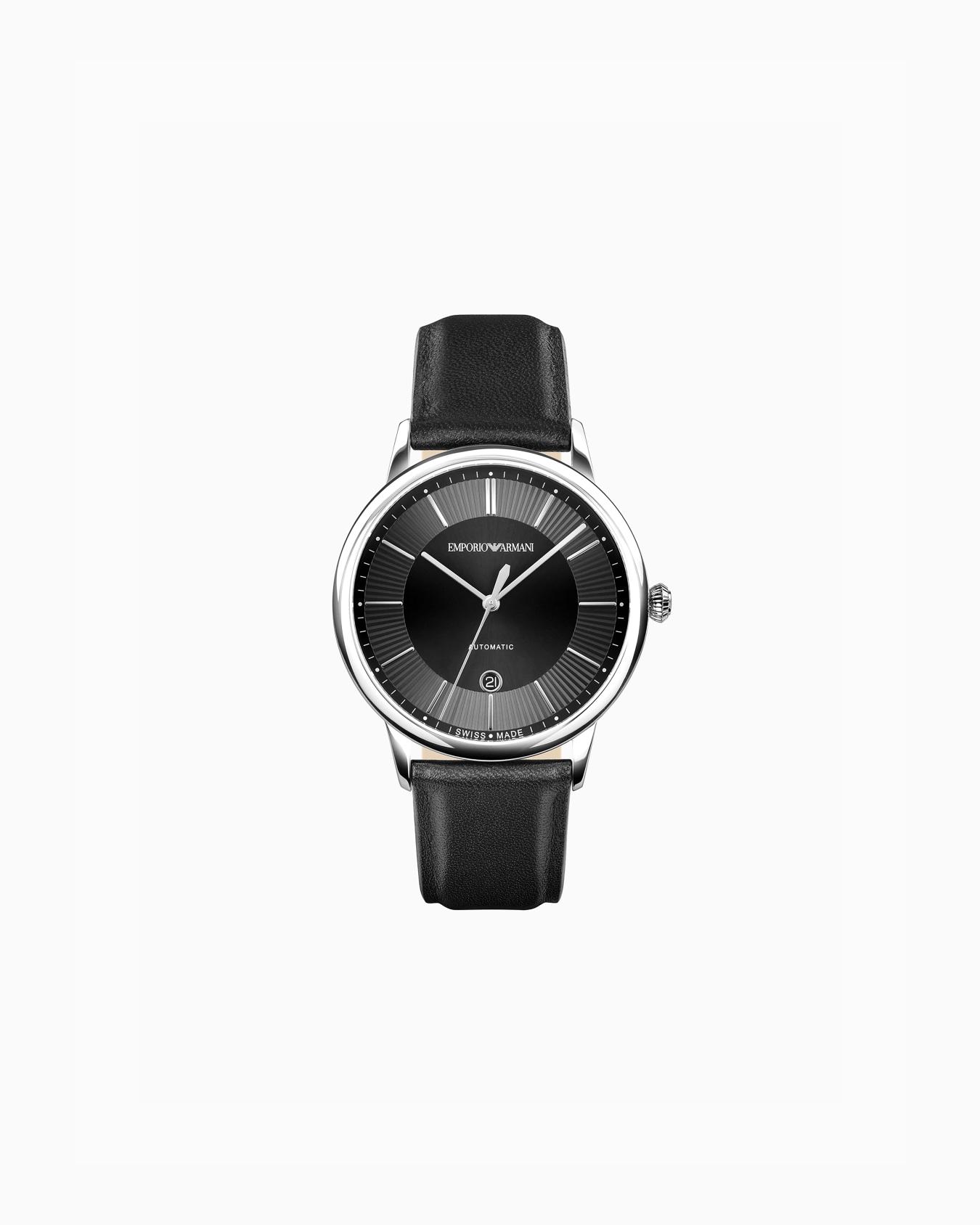 Swiss Made Automatic Black Leather Watch Slide 0