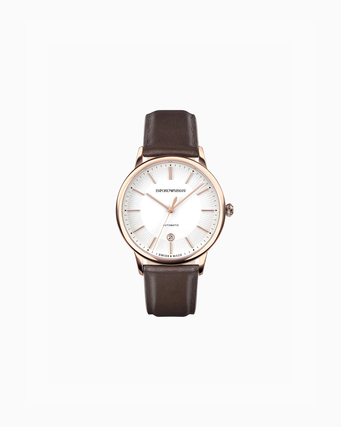 Swiss Made Automatic Brown Leather Watch Slide 0