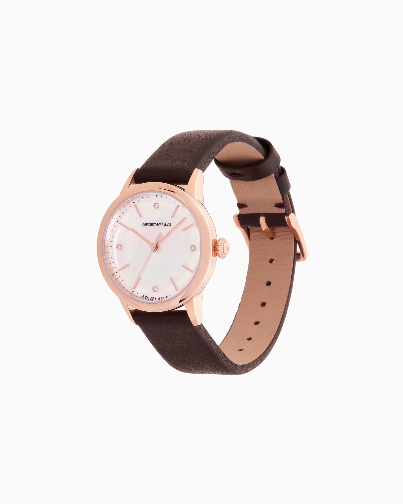 Swiss Made Automatic Brown Leather Watch Slide 1