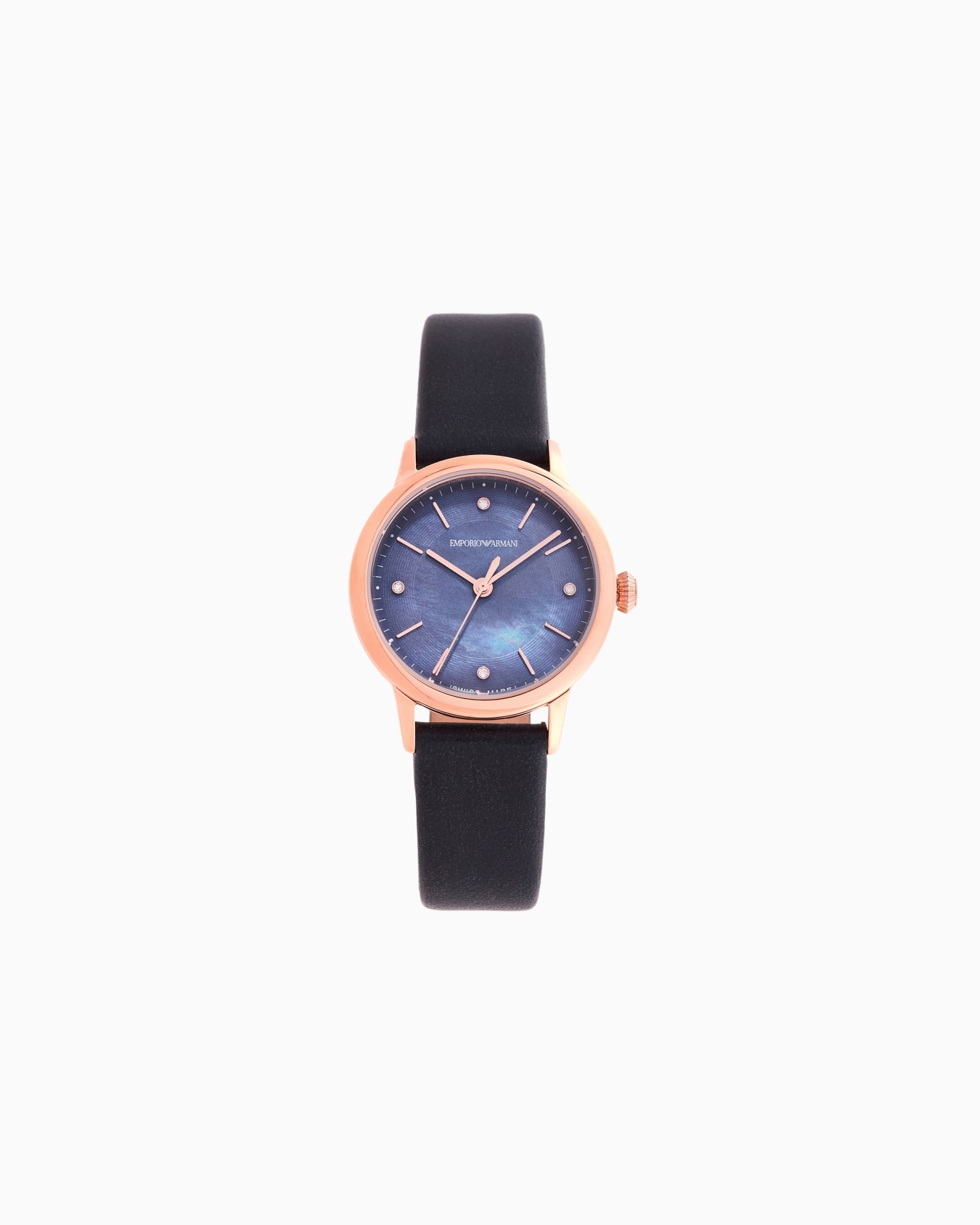 Reloj Emporio Armani Swiss de cuarzo con tres manecillas y correa de piel azul Diapositiva 0