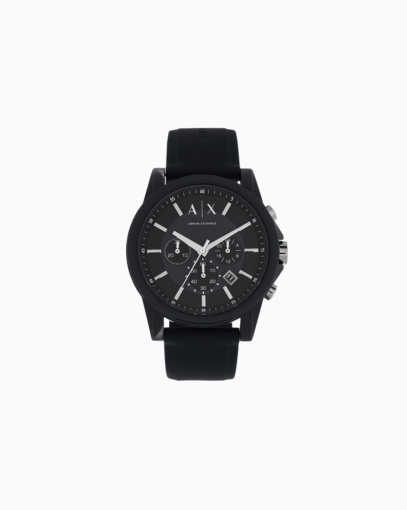 Armani Exchange Chronograph Black Silicone Watch Slide 0