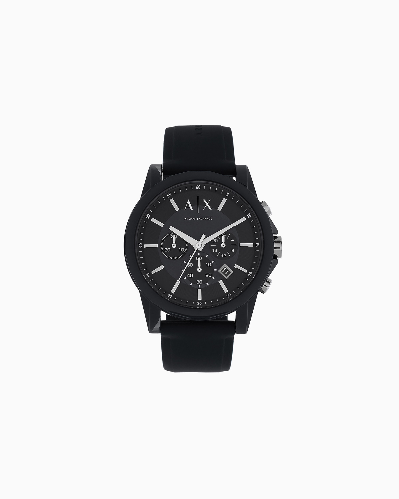 Armani Exchange Chronograph Black Silicone Watch Slide 0