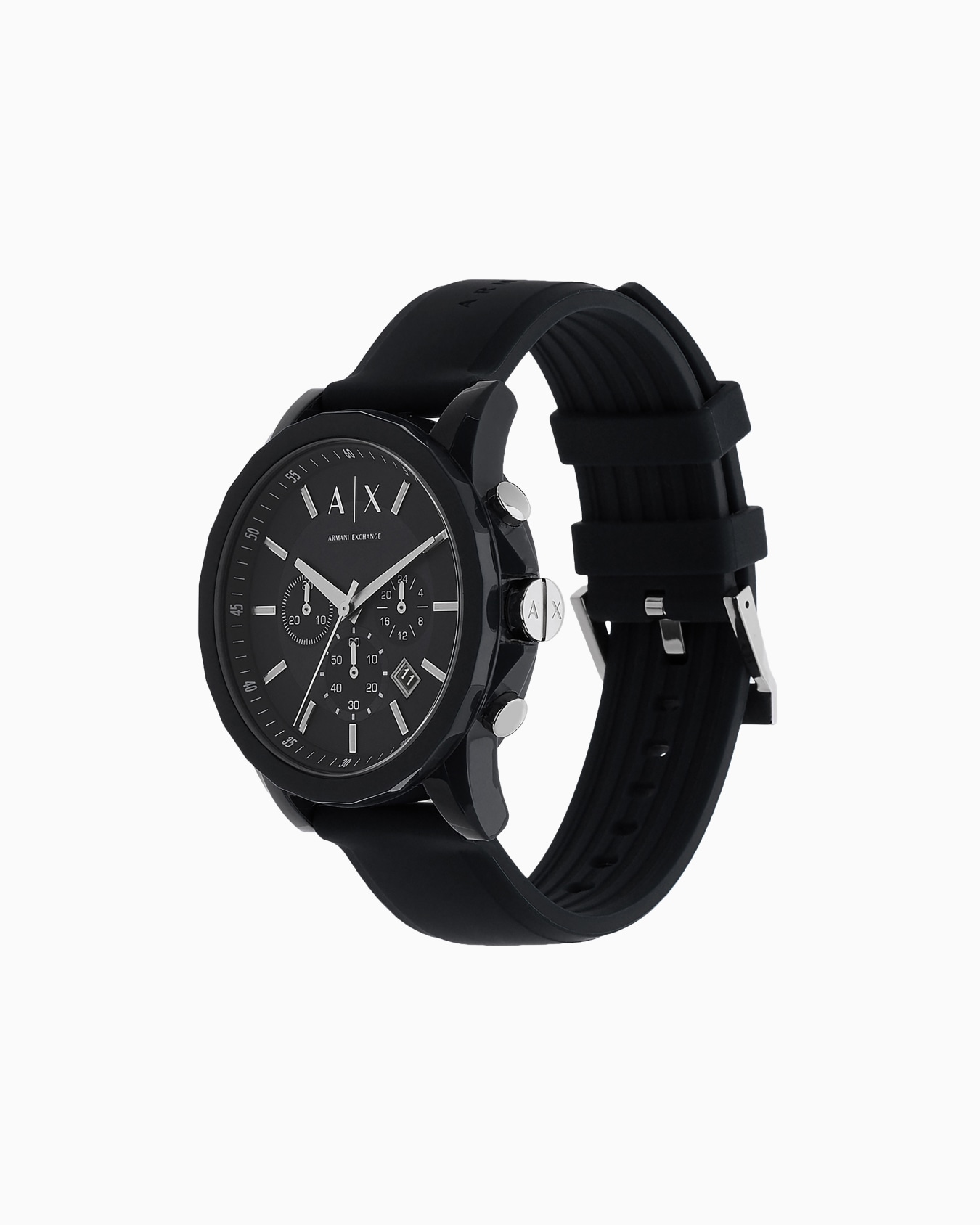 Armani Exchange Chronograph Black Silicone Watch Slide 2