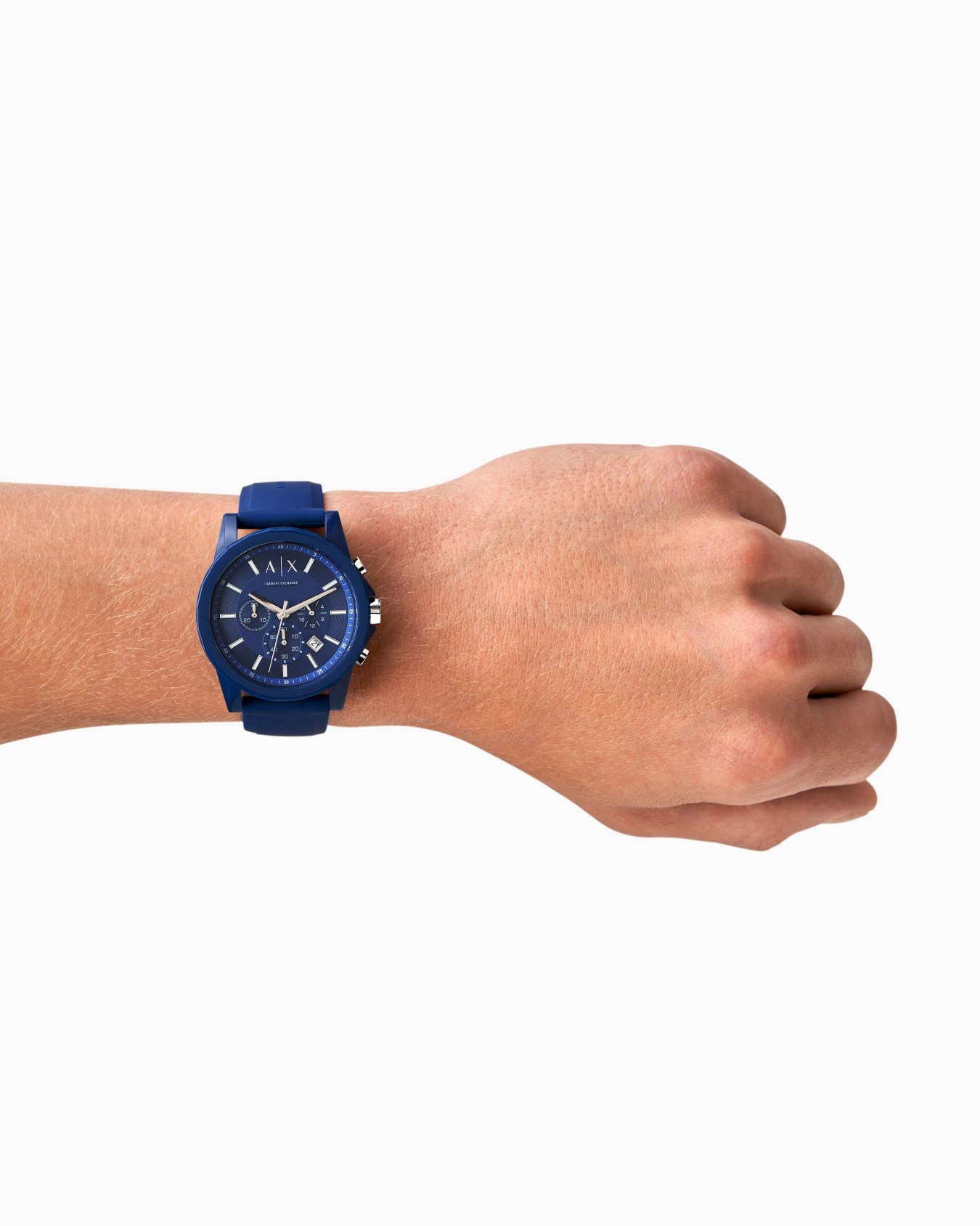 Armani Exchange Chronograph Blue Silicone Watch Diapositiva 1