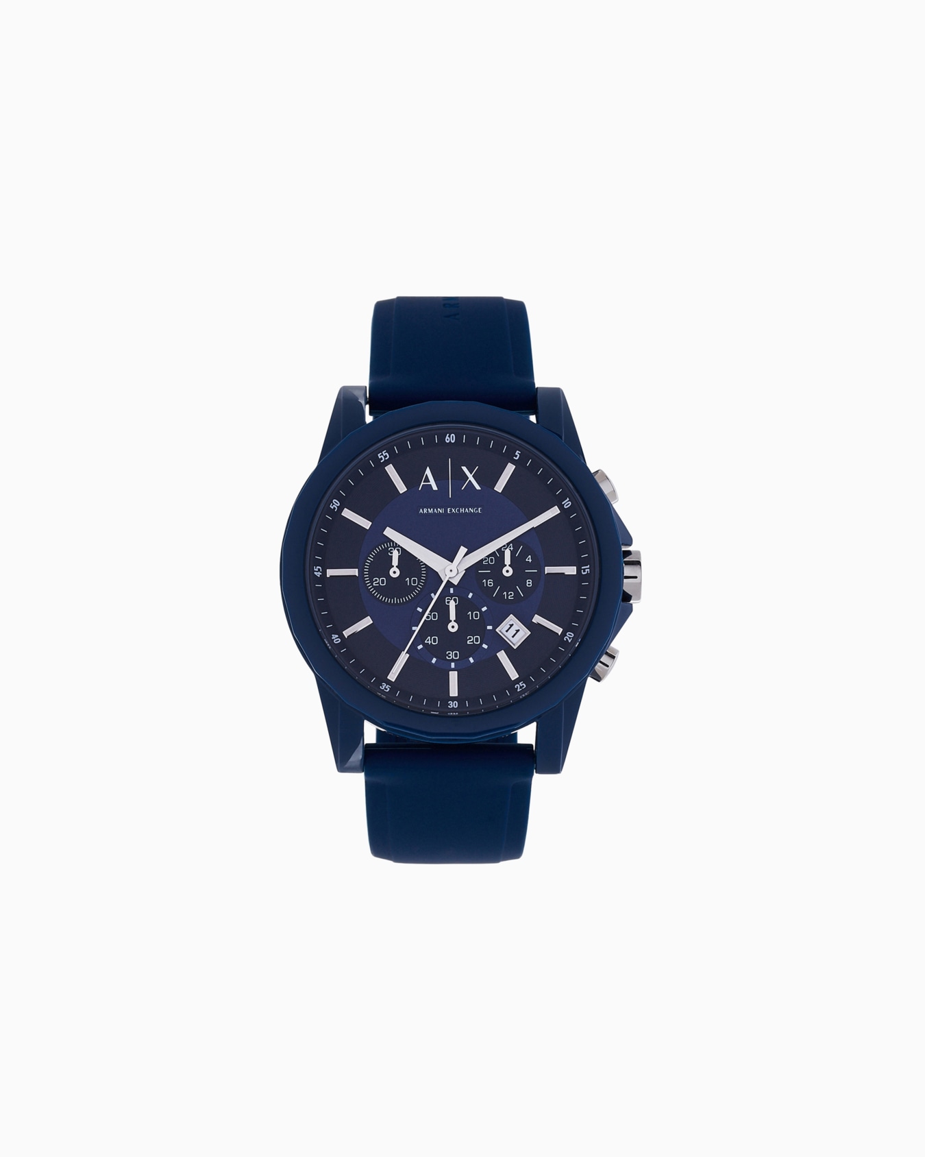 Armani Exchange Chronograph Blue Silicone Watch Slide 0